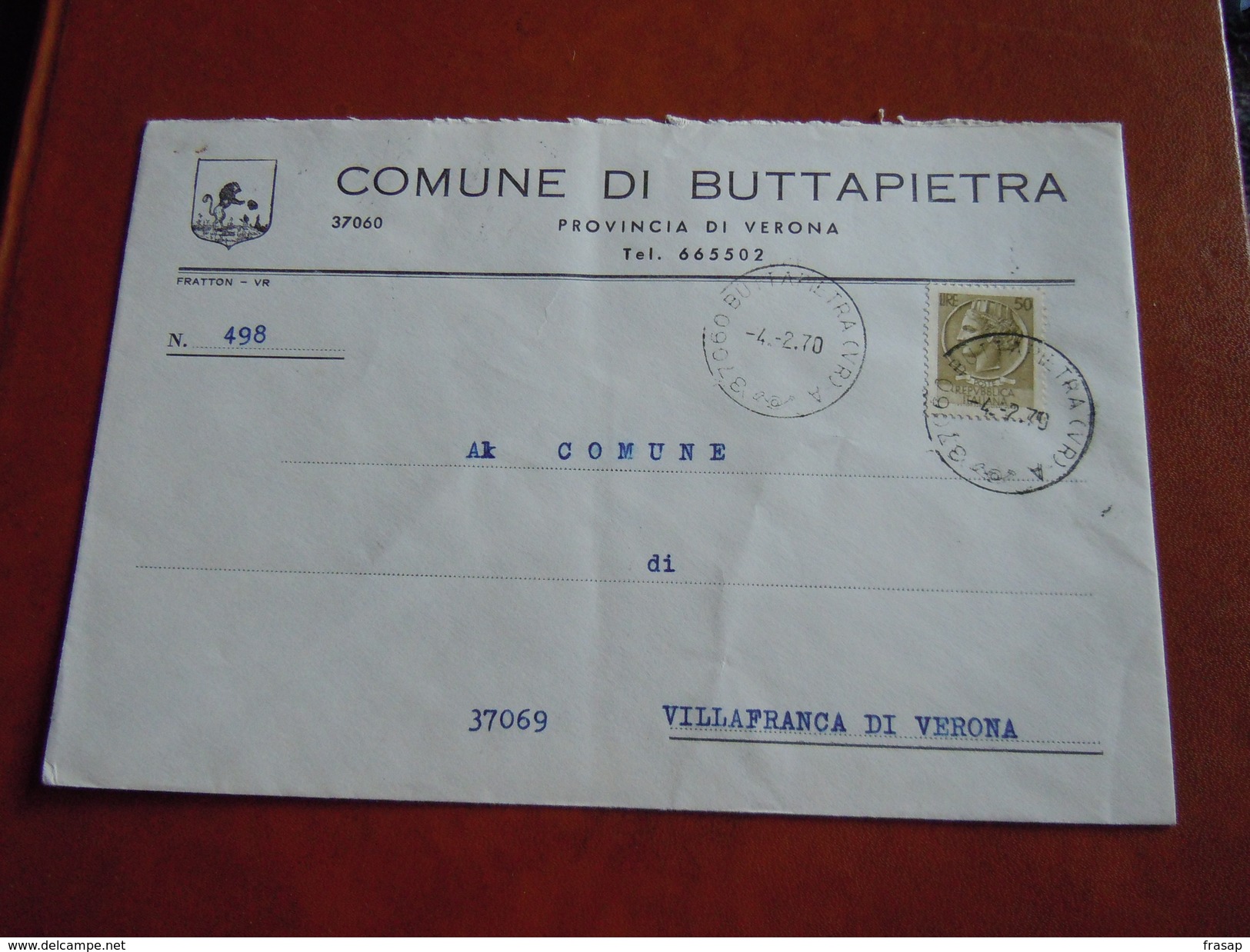 TEMATICA BUSTE COMUNALI - COMUNE DI BUTTAPIETRA   1969 - Buste