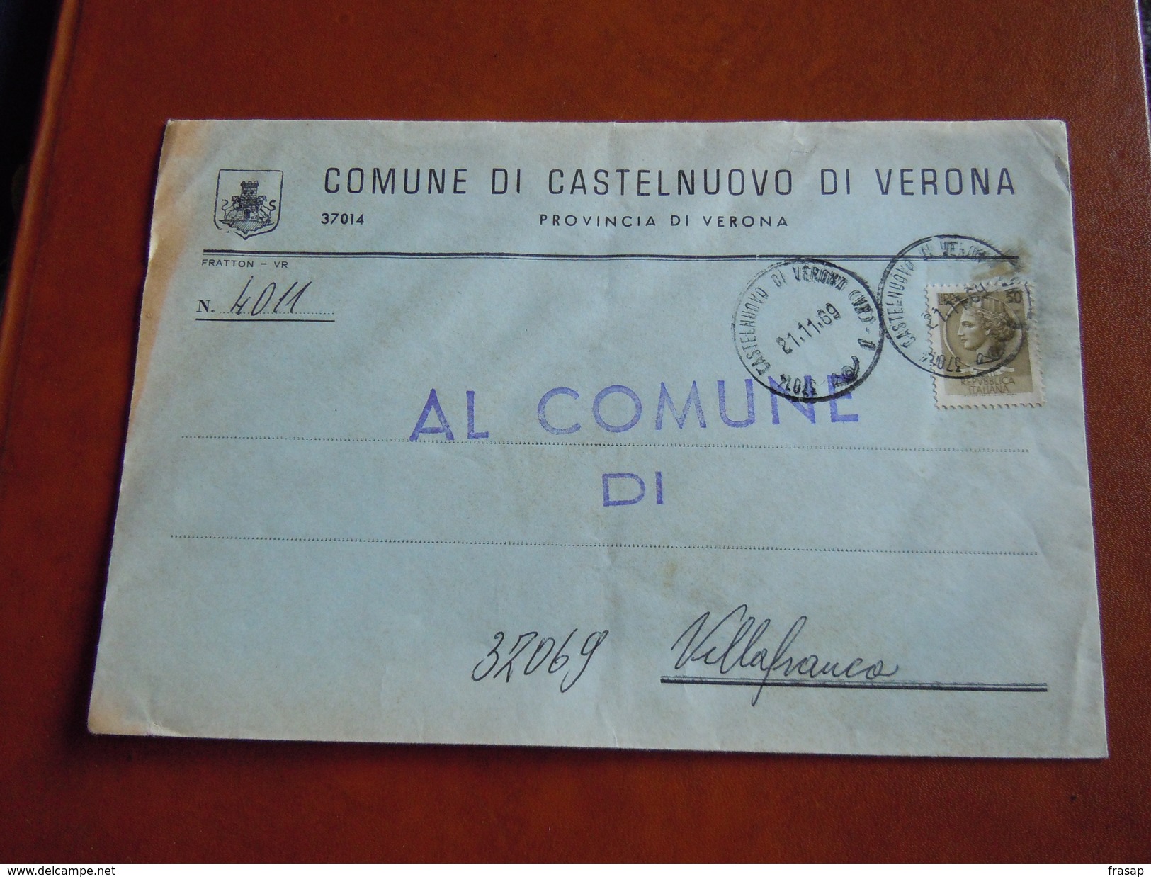 TEMATICA BUSTE COMUNALI - COMUNE DI CASTE NUOVO DI VERONA  1969 - Briefe U. Dokumente
