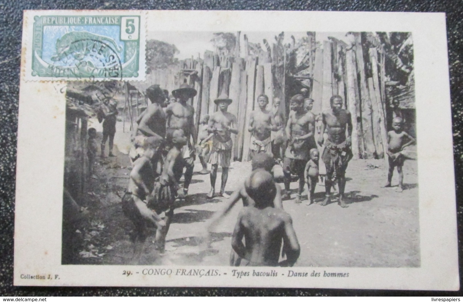 Congo Français Types Bacoulis Danse Des Hommes Cpa Timbrée - Französisch-Kongo