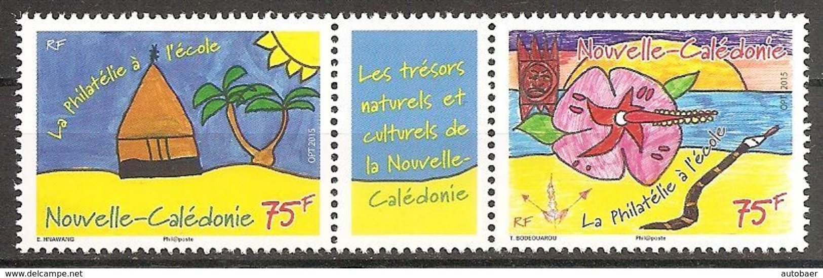 Neukaledonien Nouvelle Caledonie 2015 Philatelie A L'Ecole Michel No. 1671-72Z 3er-Str Se Tenant Avec V MNH Postfr. Neuf - Unused Stamps