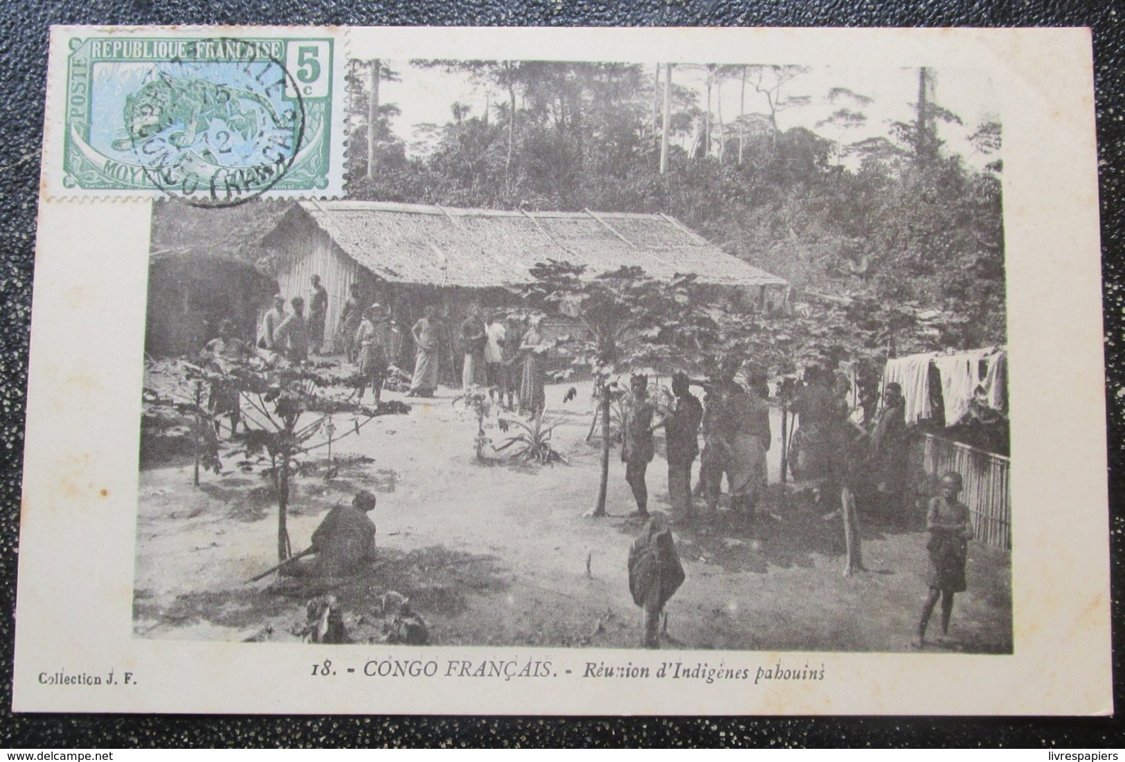 Congo Français Reunion Indigenes Pahouins   Cpa Timbrée - Congo Français