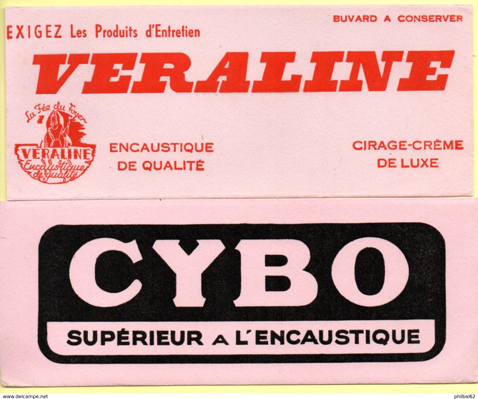2 Buvards Cybo Et Véraline, Encaustique. - C