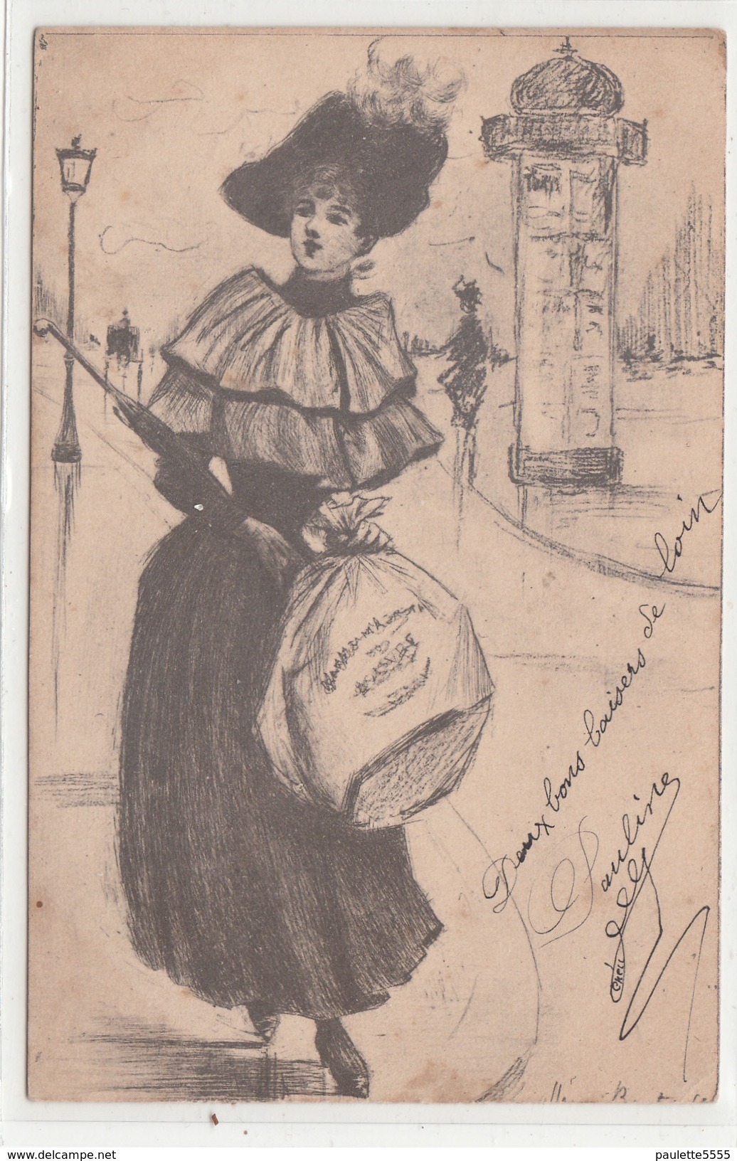 Dessin FEMME élégante 1904 TBE - Femmes