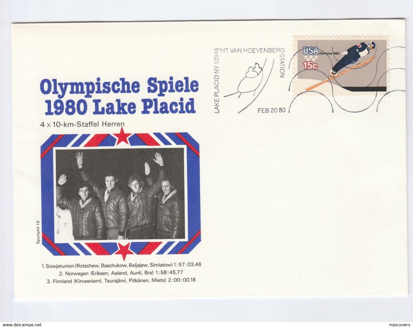 1980 Olympic BIATHLON SOVIET WINNERS  EVENT USA Cover Lake Placid Sport Event Olympics Games Skiing Ski Russia - Winter 1980: Lake Placid