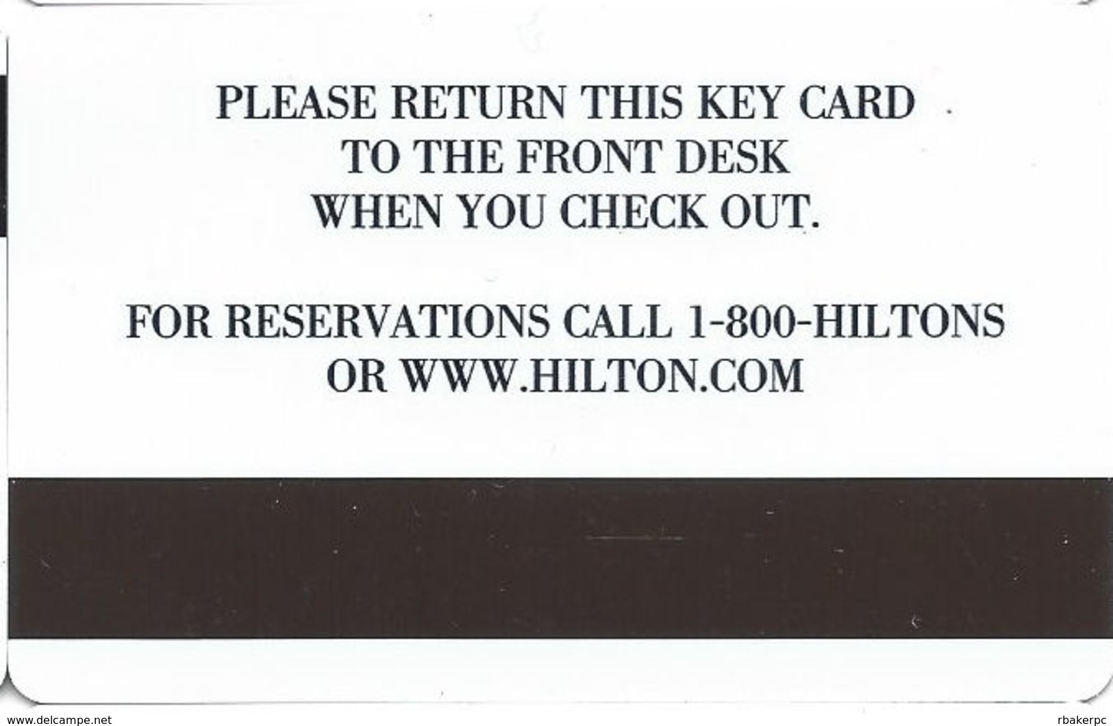 Hilton Hotel Room Key Card - Hotel Keycards