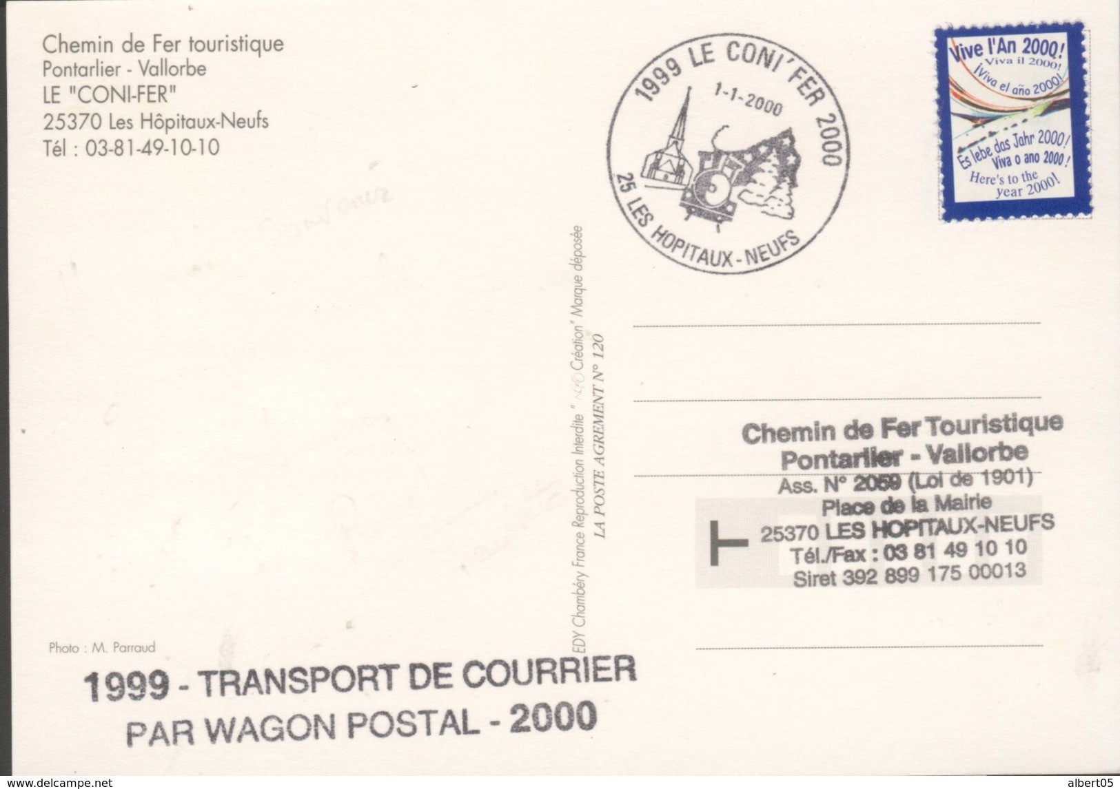 Transport De Courrier Par Wagon Postal - Chemin De Fer Touristique  Pontarlier-Vallorbe - Poste Ferroviaire