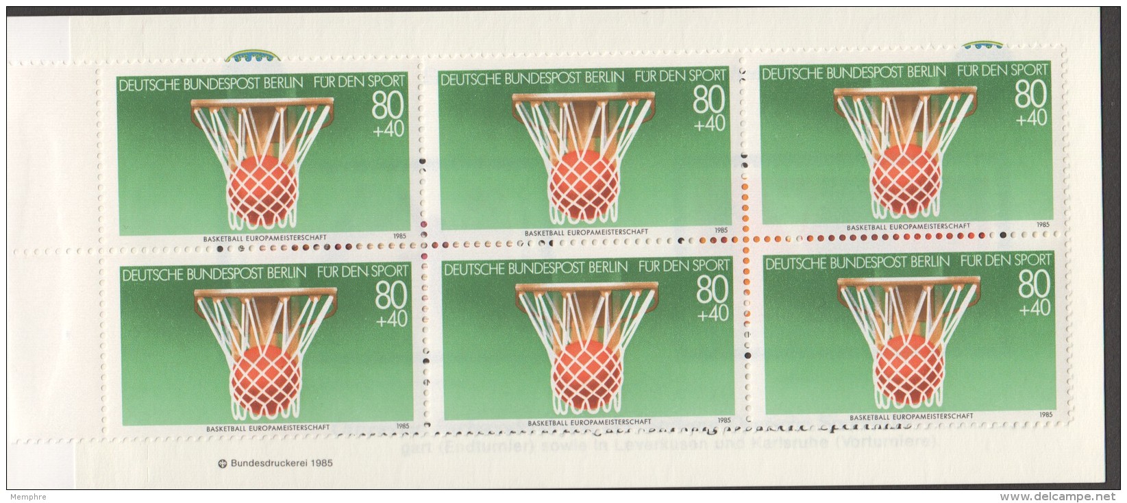 1985  Sport Markenheftchen  Basketball MiNr 732  X6  Postfrisch - Markenheftchen