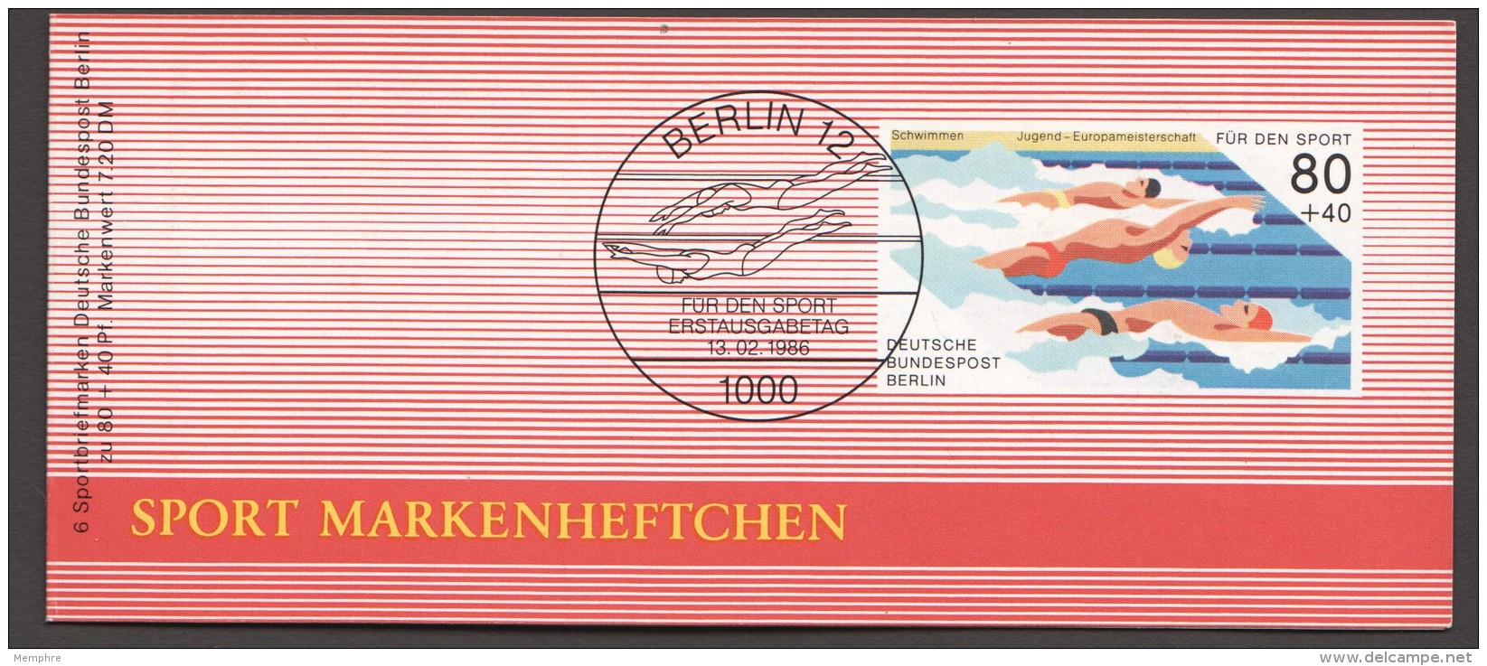 1986  Sport Markenheftchen  Rückenschwimmen  MiNr 751  X6  Postfrisch - Markenheftchen