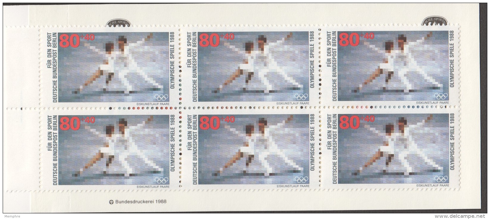 1988  Sport Markenheftchen  Eiskuntstiauf    MiNr 802  X6  Postfrisch - Markenheftchen