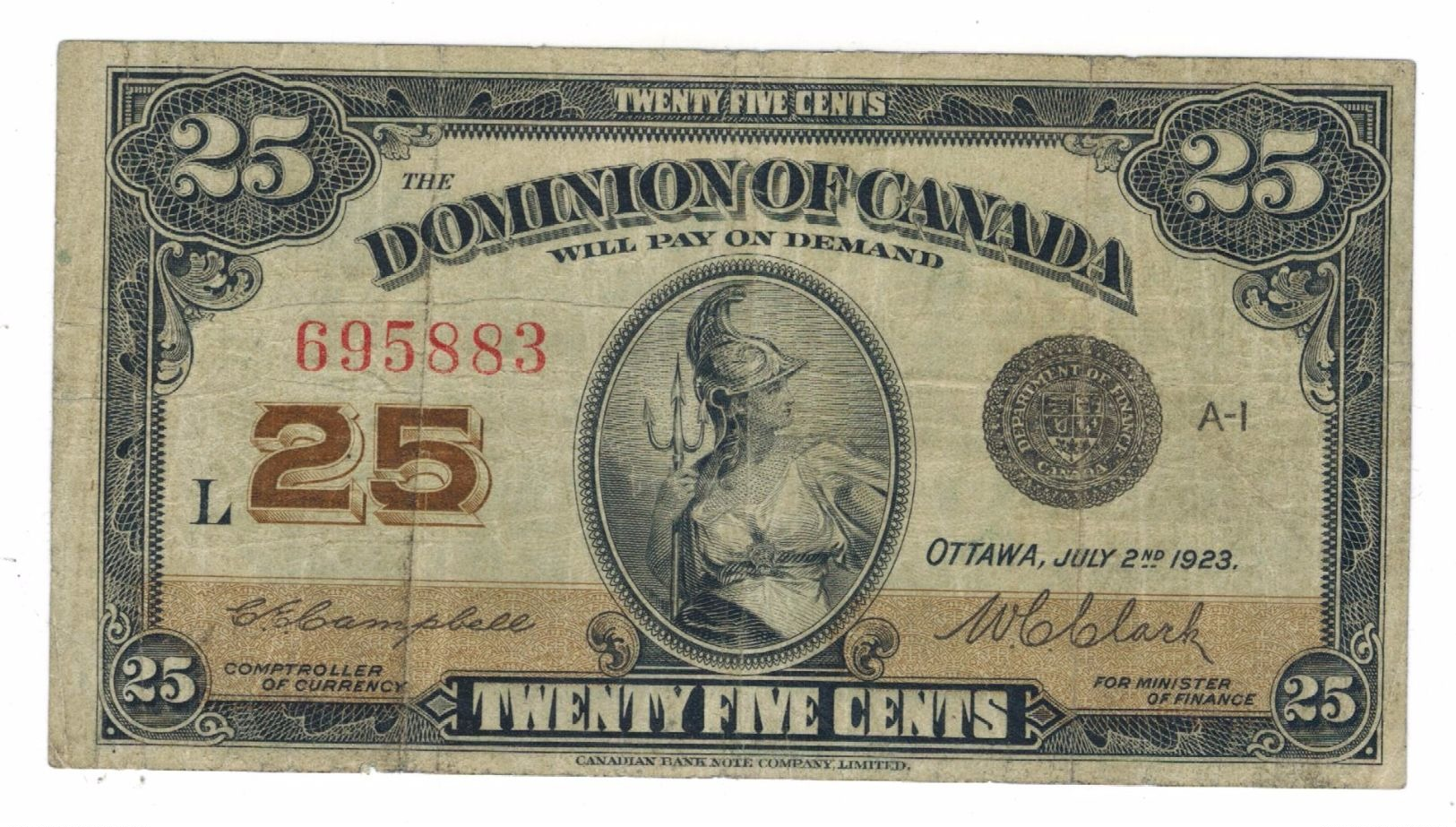 Dominion Of Canada,  25 Cents, 1923, F/VF. Rare. - Canada