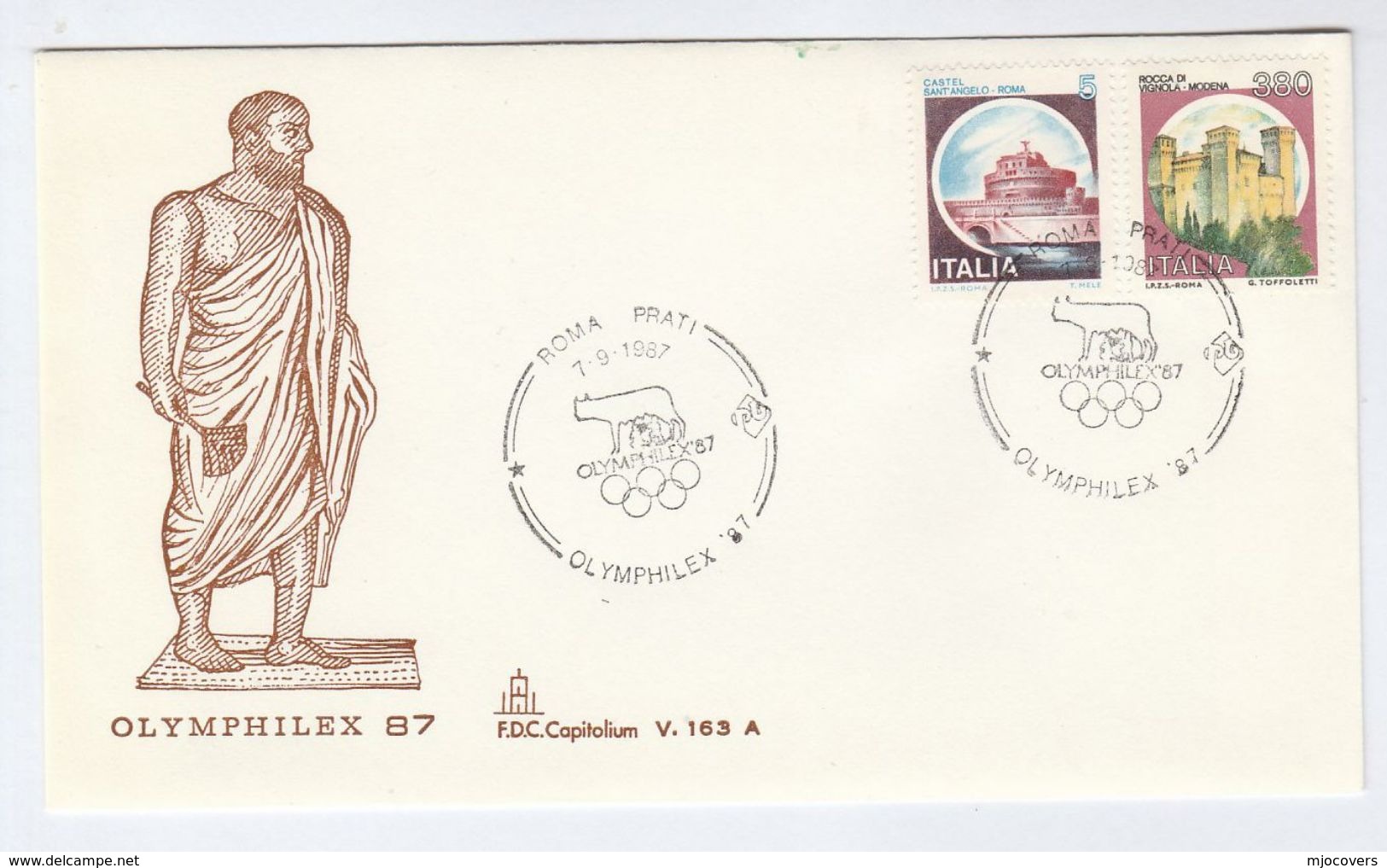 1987 7th Sep Rome OLYMPHILEX EVENT COVER  Olympics Games Olympic Philatelic Exhibition  Sport Italy Stamps - Other & Unclassified