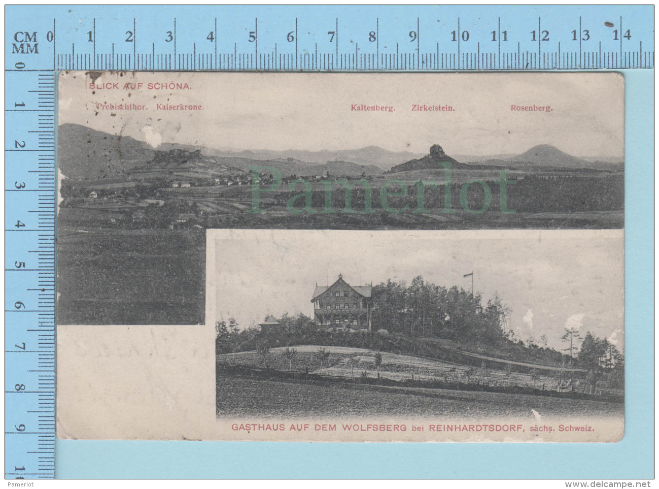 Multi-view - Gasthaus Auf Dem Wolfserg BeiReinhardtsdorf - Cir: 1908, Used + Stamp - Schoena