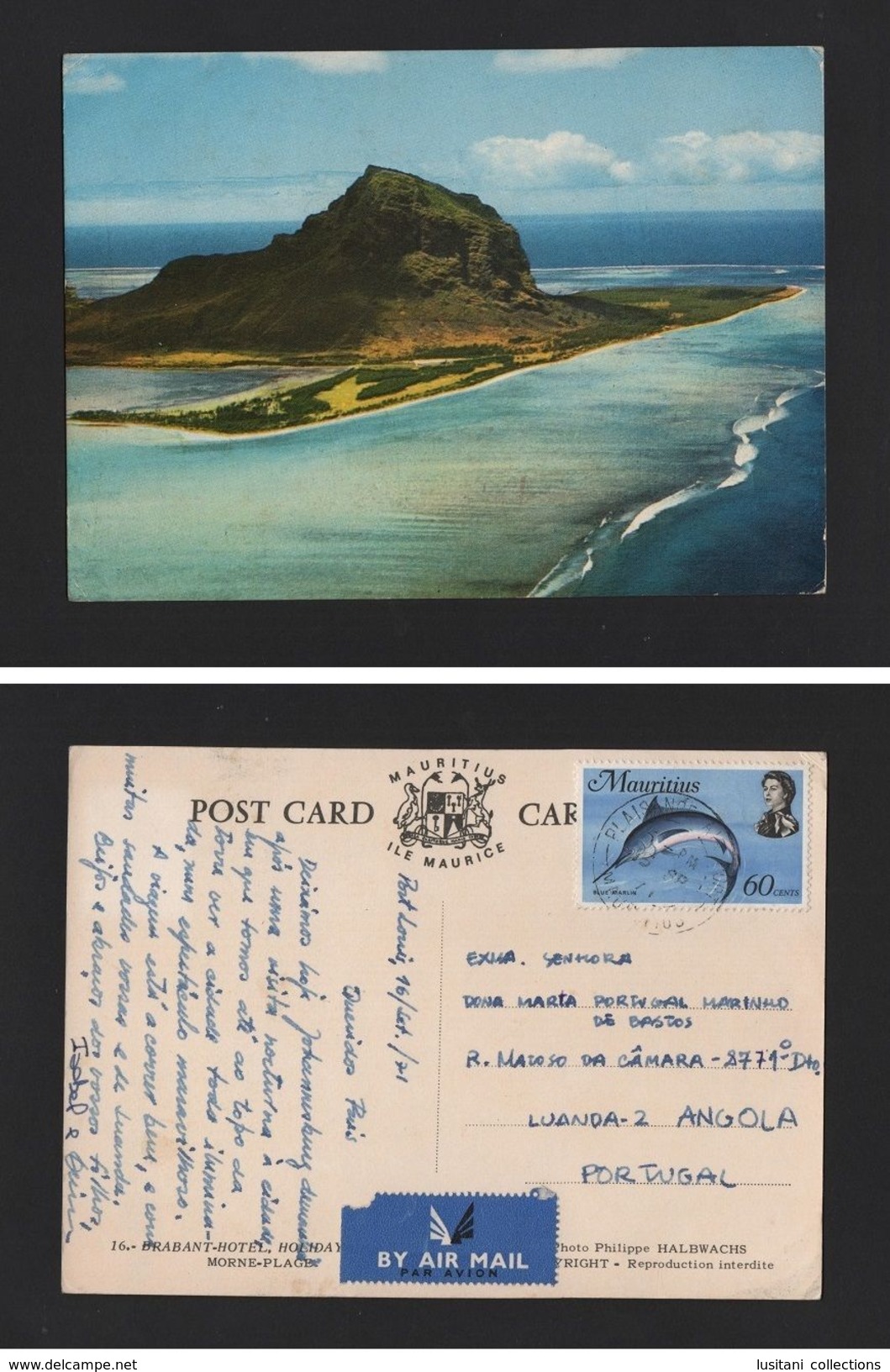 POSTCARD STAMP MAURITIUS ILE MAURICE 1971 Stamp Air Mail BLUE MARLIN Fish Z1 - Ohne Zuordnung