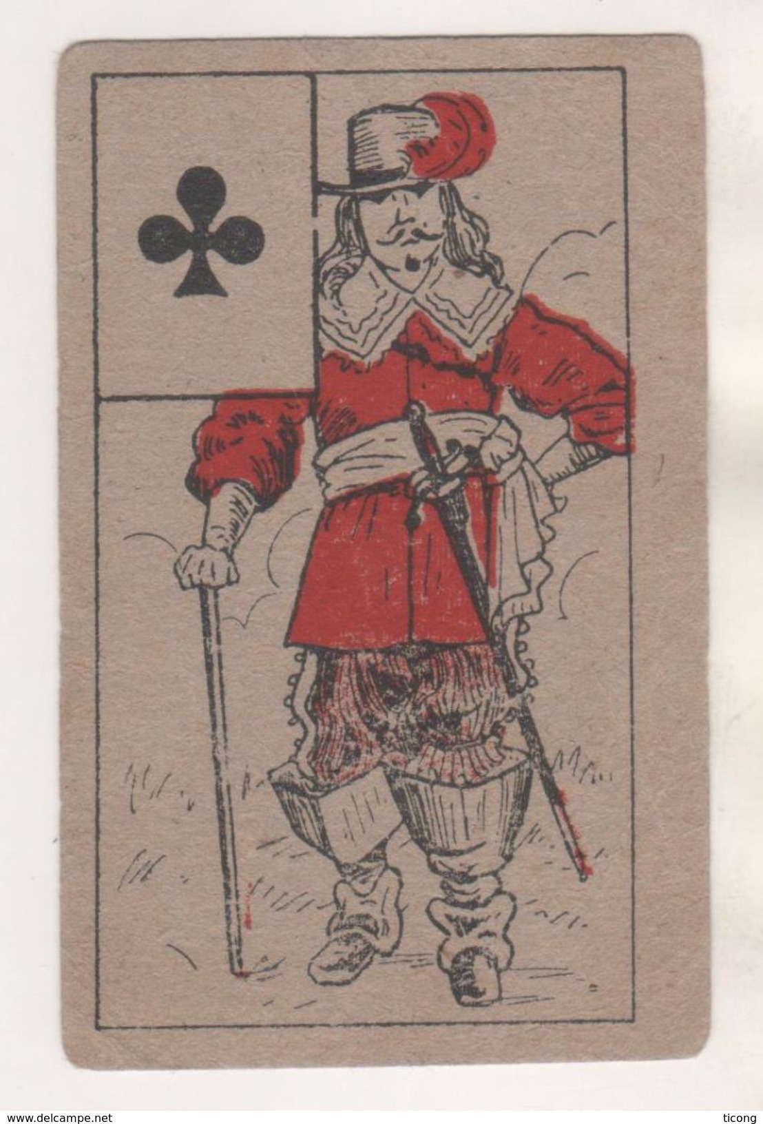 CARTE TRES ANCIENNE A JOUER -  TREFLE , UN SOLDAT MOUSQUETAIRE  ( A IDENTIFIER )  - RARE DOCUMENT A SAISIR - Playing Cards (classic)