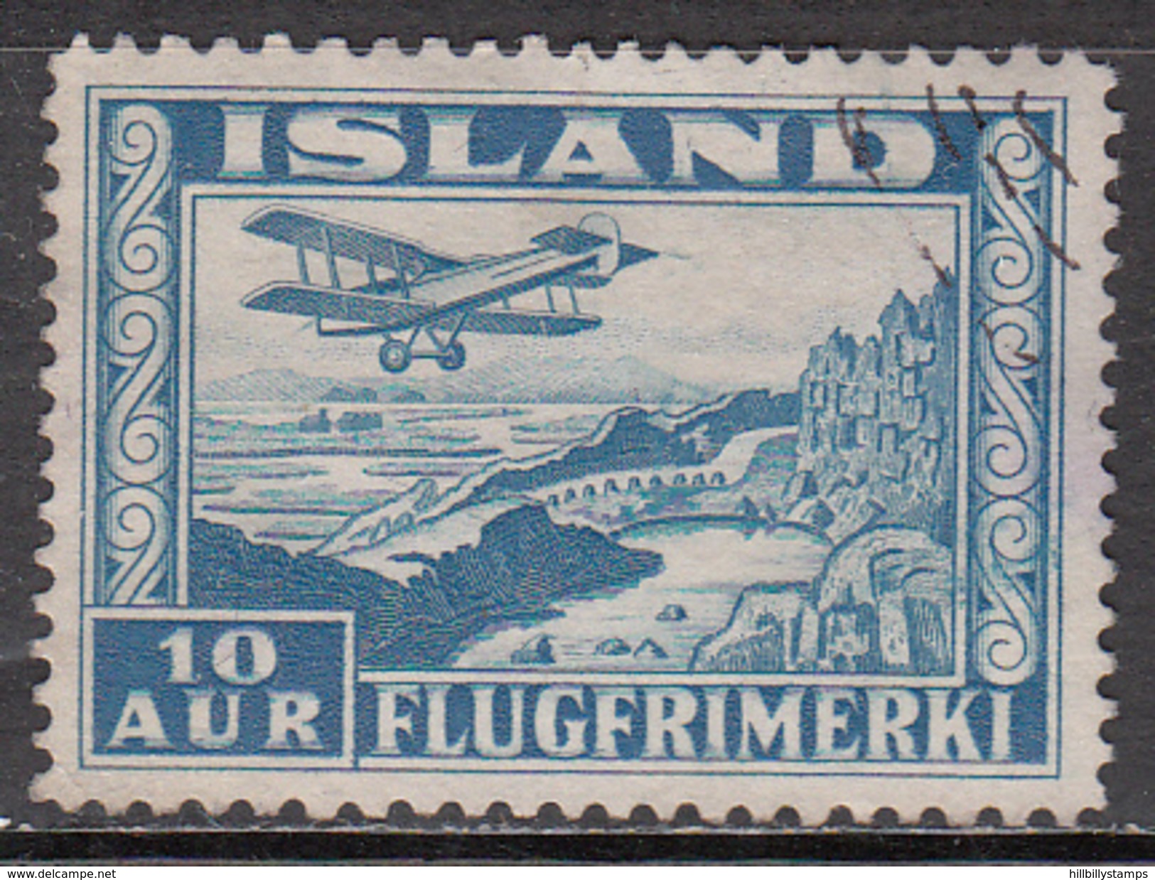 ICELAND     SCOTT NO. C15     USED    YEAR 1934 - Poste Aérienne