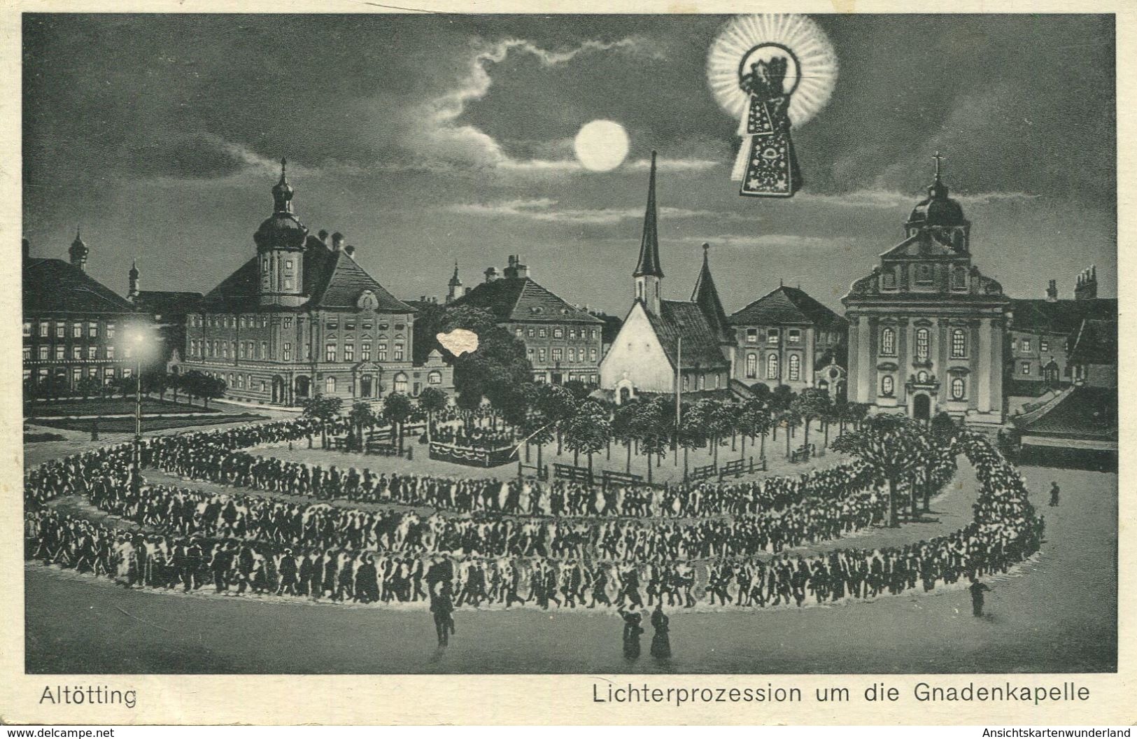 Altötting - Lichterprozession Um Die Gnadenkapelle (Mondscheinkarte) (001549) - Altoetting