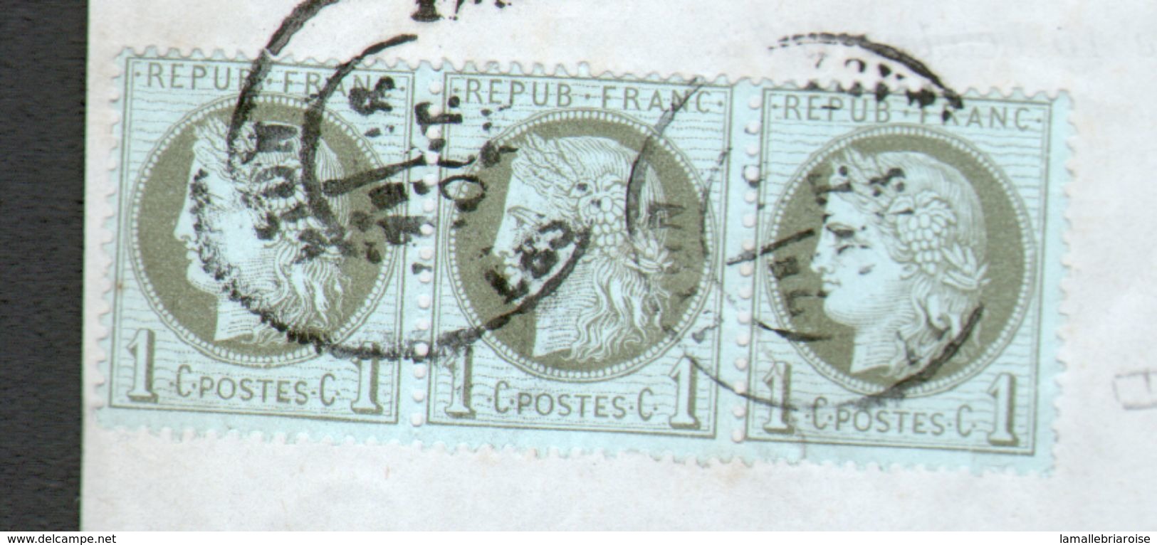 Bande De 3 X N°50 Sur Fragment De Lettre - 1871-1875 Ceres