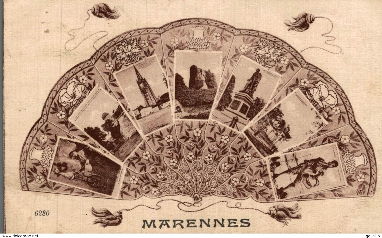 MARENNES CPA RARE MULTIVUE EVENTAIL - Marennes