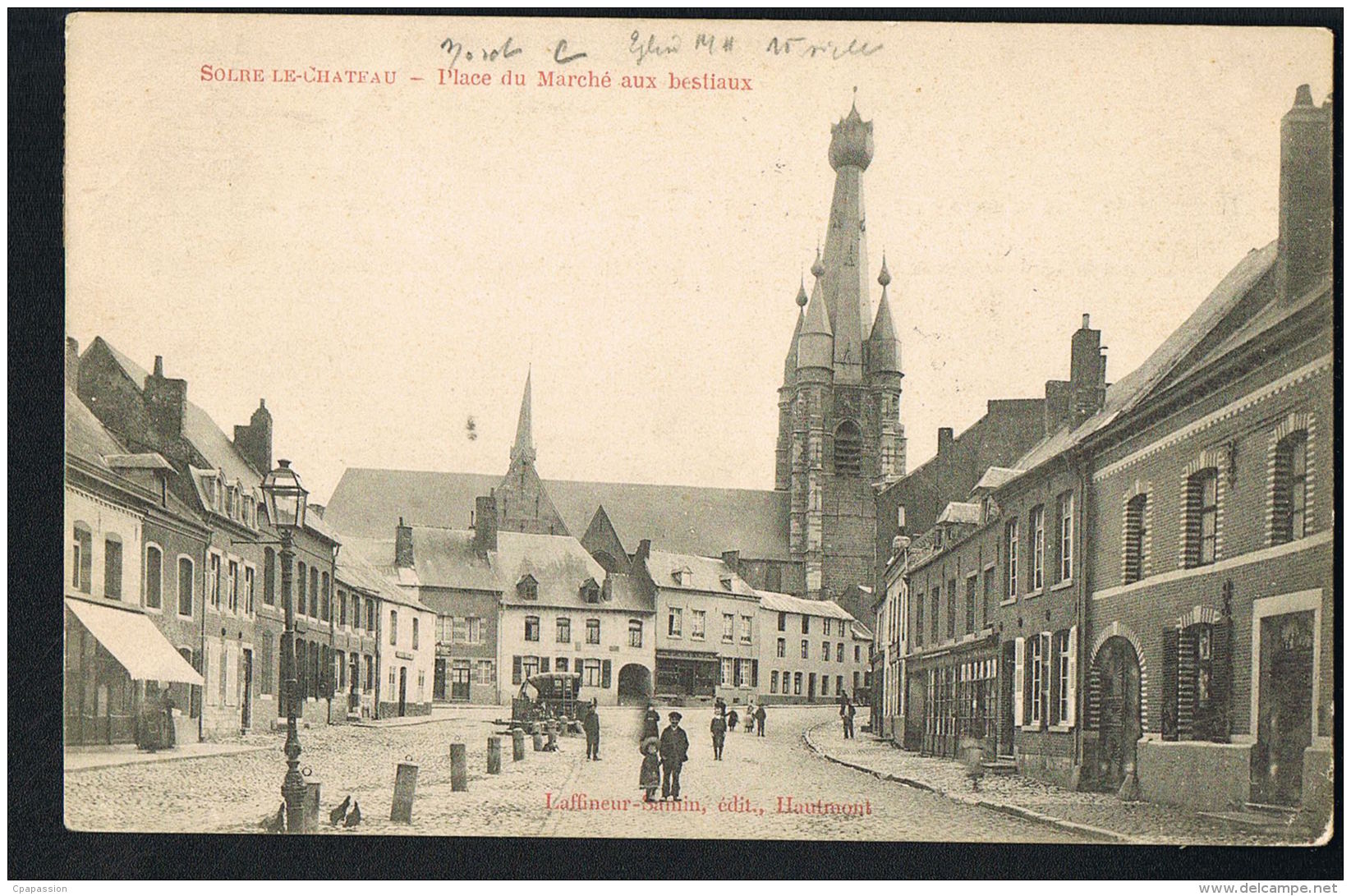 CPA 59- SOLRE-LE-CHATEAU - Nord - Place Du Marché Aux Bestiaux - Voyagée 1904 -  -Recto Verso - Paypal Sans Frais - Solre Le Chateau