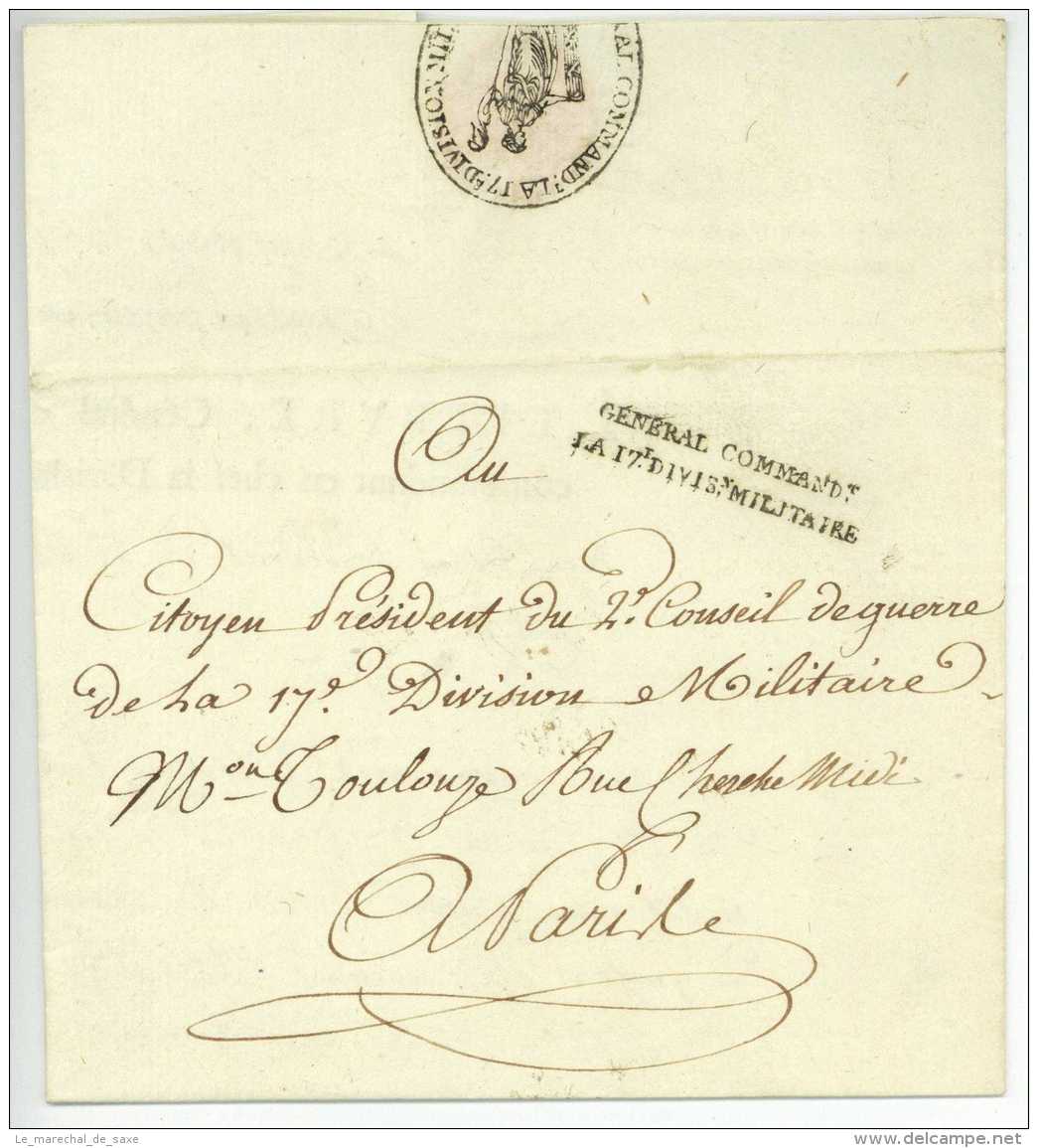 LEFEBVRE, Futur Marechal De Napoleon (1755-1820) Autographe Paris 1800 Franchise Rouffach - Bolli Militari (ante 1900)