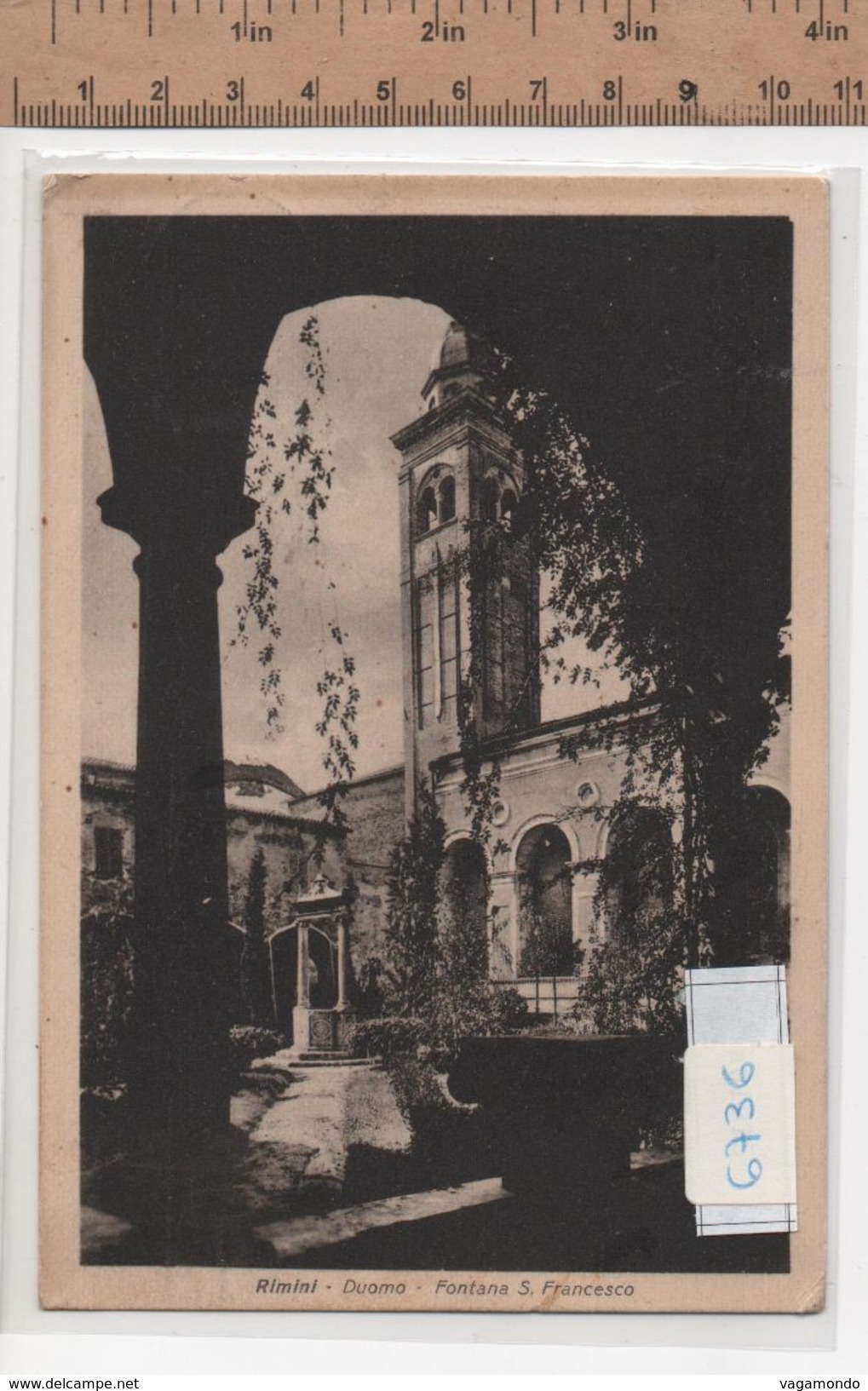 6736  RIMINI DUOMO FONTANA SAN FRANCESCO  ANNO 1936 - Rimini