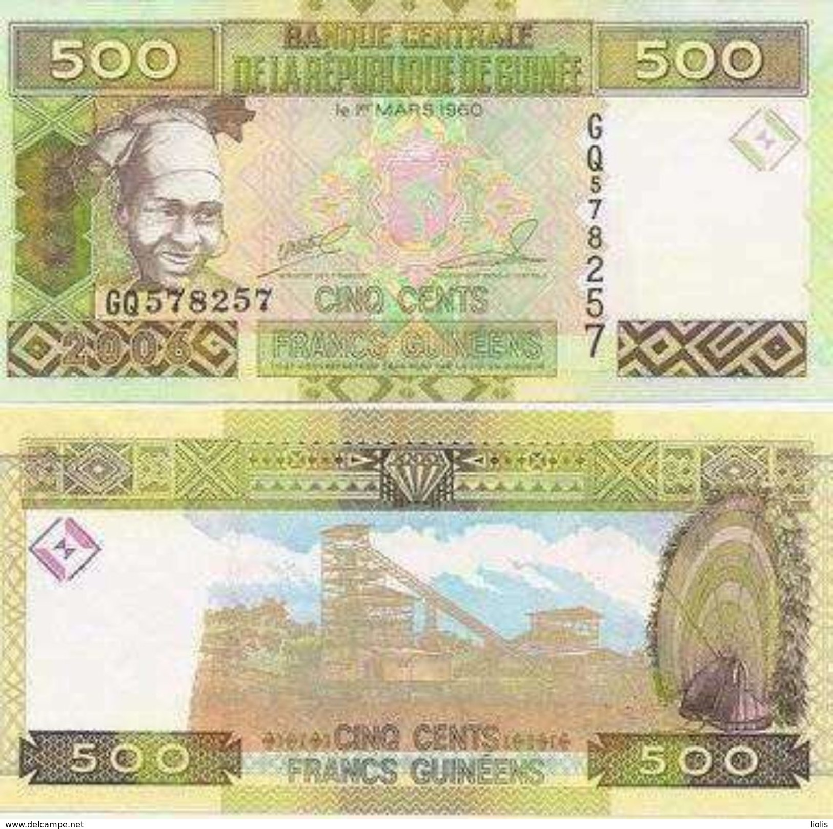 Guinea P-39a  500 Francs 2006  UNC - Guinea