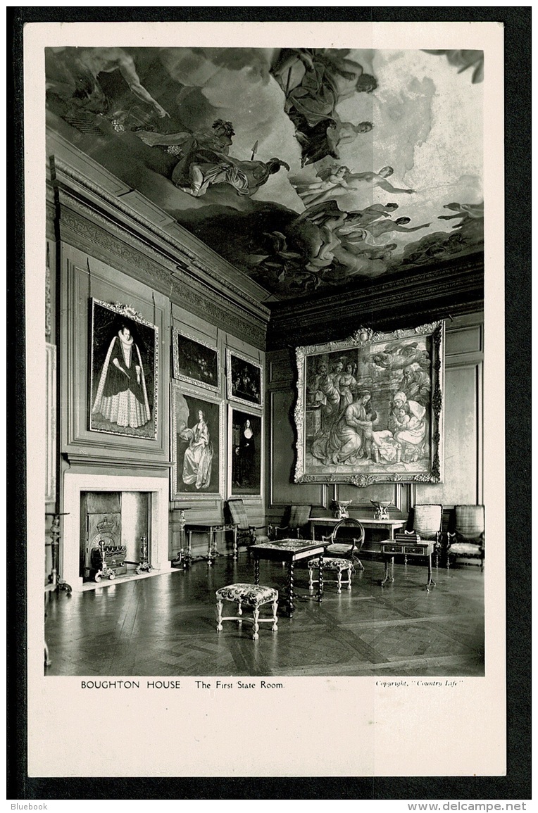 RB 1167 -  2 Postcards - Boughton House - Kettering Northamptonshire 1st &amp; 3rd State Rooms - Northamptonshire