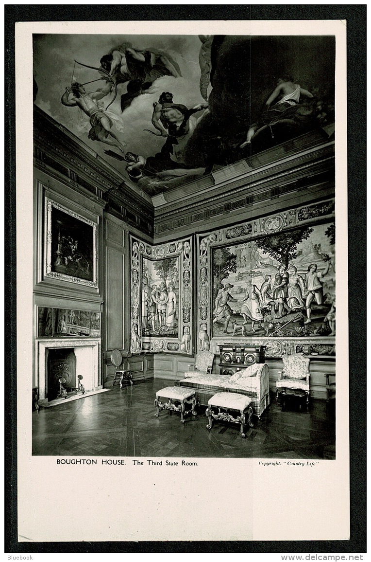 RB 1167 -  2 Postcards - Boughton House - Kettering Northamptonshire 1st &amp; 3rd State Rooms - Northamptonshire