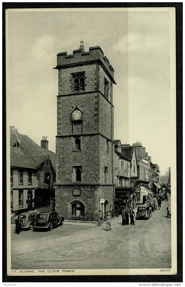 RB 1178 -  Early Postcard - Cars At The Clock Tower - St Albans Hertfordshire - Herefordshire