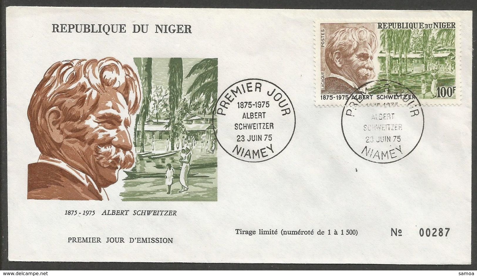 Niger 1975 327 FDC Docteur Albert Schweitzer - Niger (1960-...)