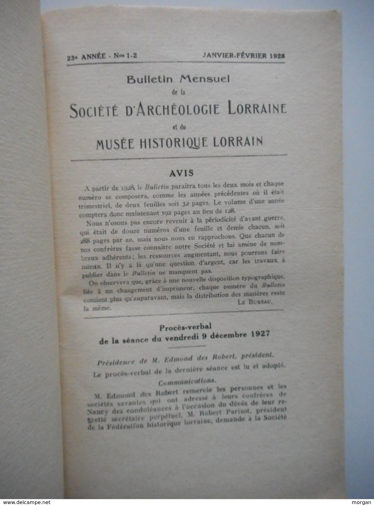 LORRAINE, 1928 - 1929 ,  HISTOIRE LOCALE, REGIONALISME - RELIURE Sté D'ARCHEOLOGIE LORRAINE - Lorraine - Vosges