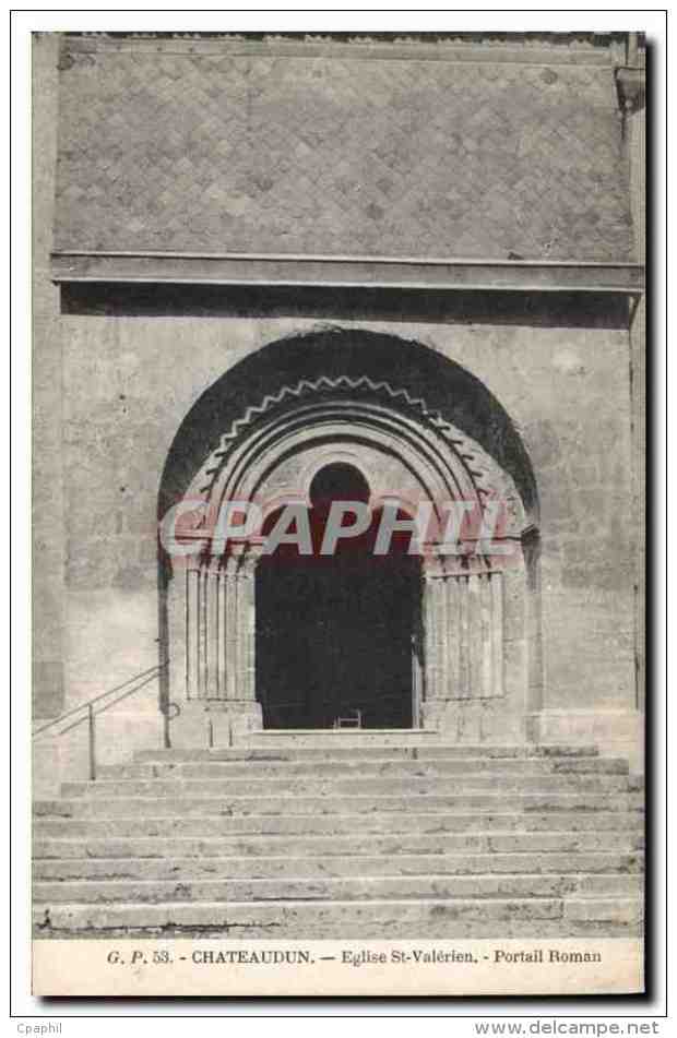 CPA Chateaudun Eglise St Valerien Portail Roman - Chateaudun