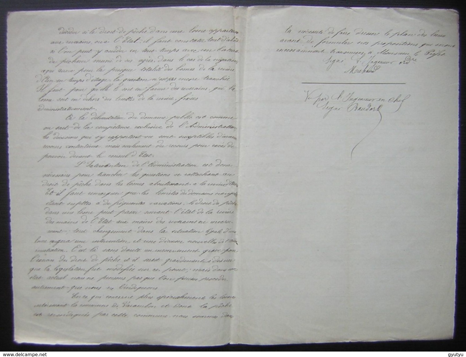 1864 Varambon (Ain) Rapport De L'ingénieur Sur La Rivière D'Ain, Avec Deux Plans - Manuscrits