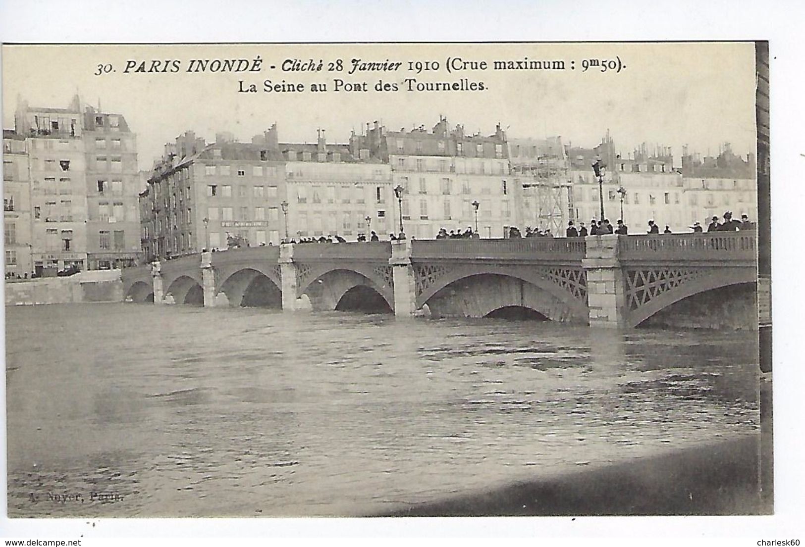 CPA Paris Inondé La Seine Au Pont Des Tournelles N° 30 Noyer - Inondations De 1910