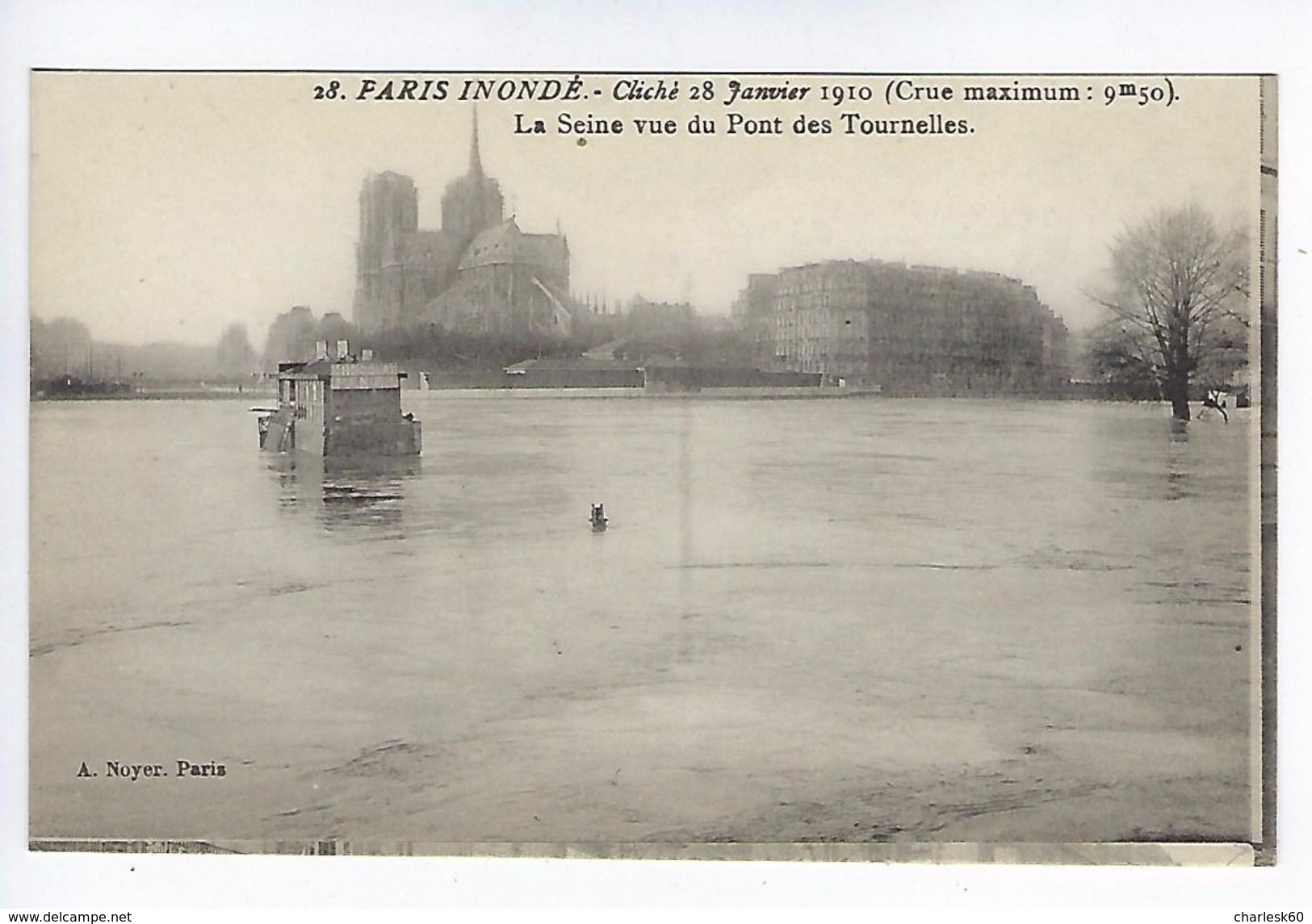 CPA Paris Inondé La Seine Vue Du Pont Des Tournelles N° 28 Noyer - Paris Flood, 1910