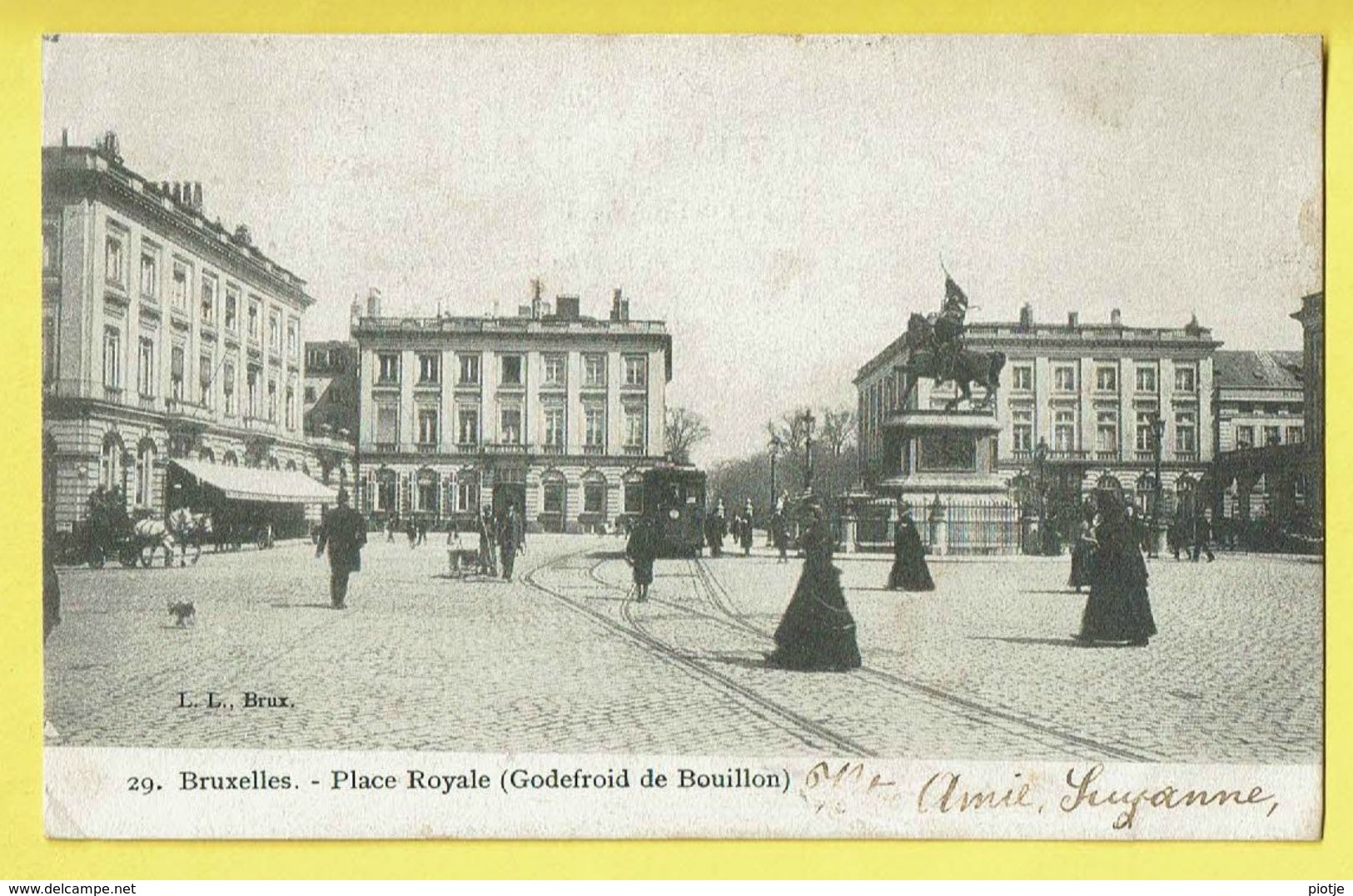 * Brussel - Bruxelles - Brussels * (L.L. Brux, Nr 29) Place Royale Godefroid De Bouillon, Tram, Vicinal, Animée, TOP - Brussel (Stad)