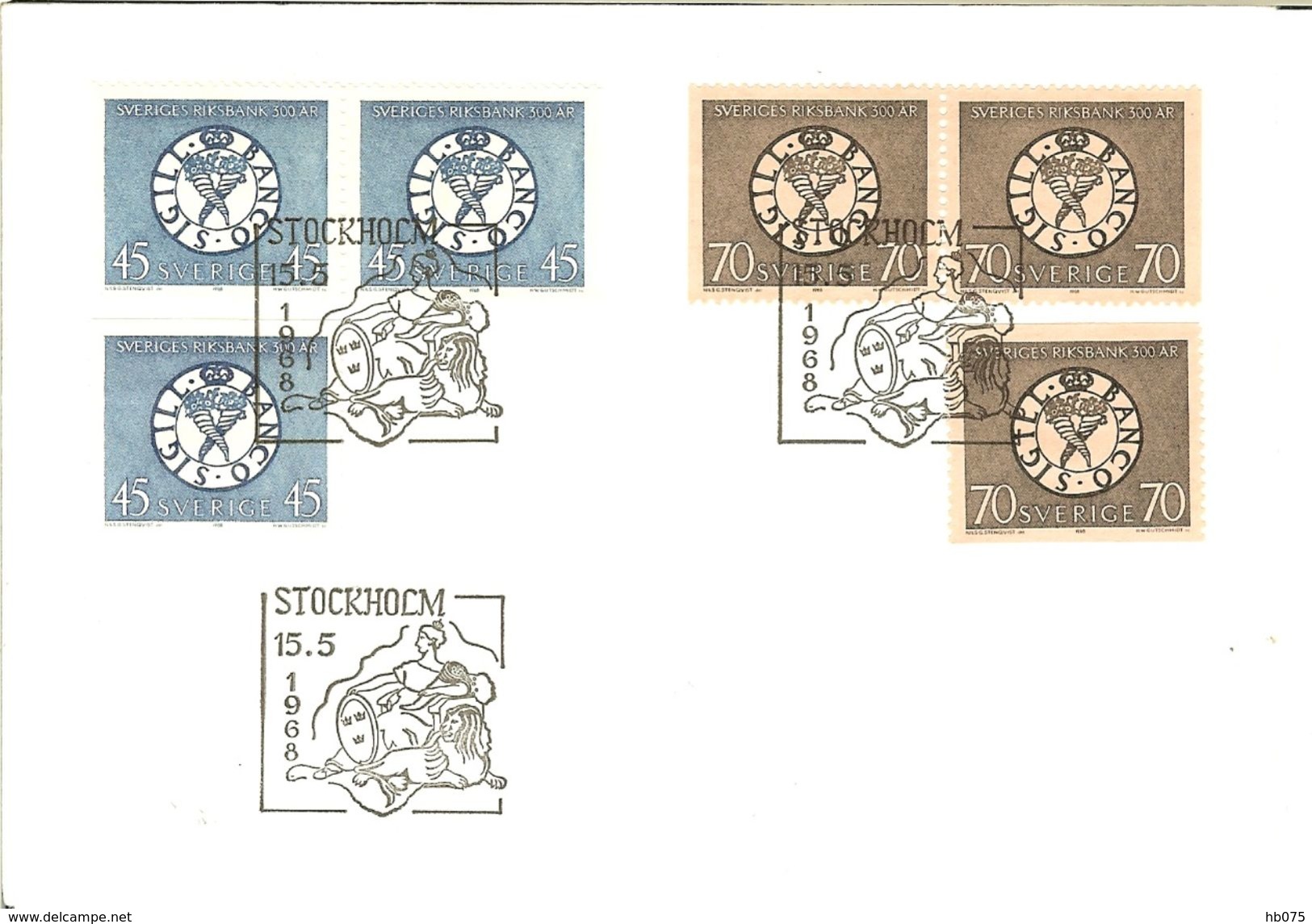 HB-P 306 SUÈDE 1968 Enveloppe Premier Jour 586 / 586b Et 587 / 587b - Départ à Moins D'1€ !!! - FDC