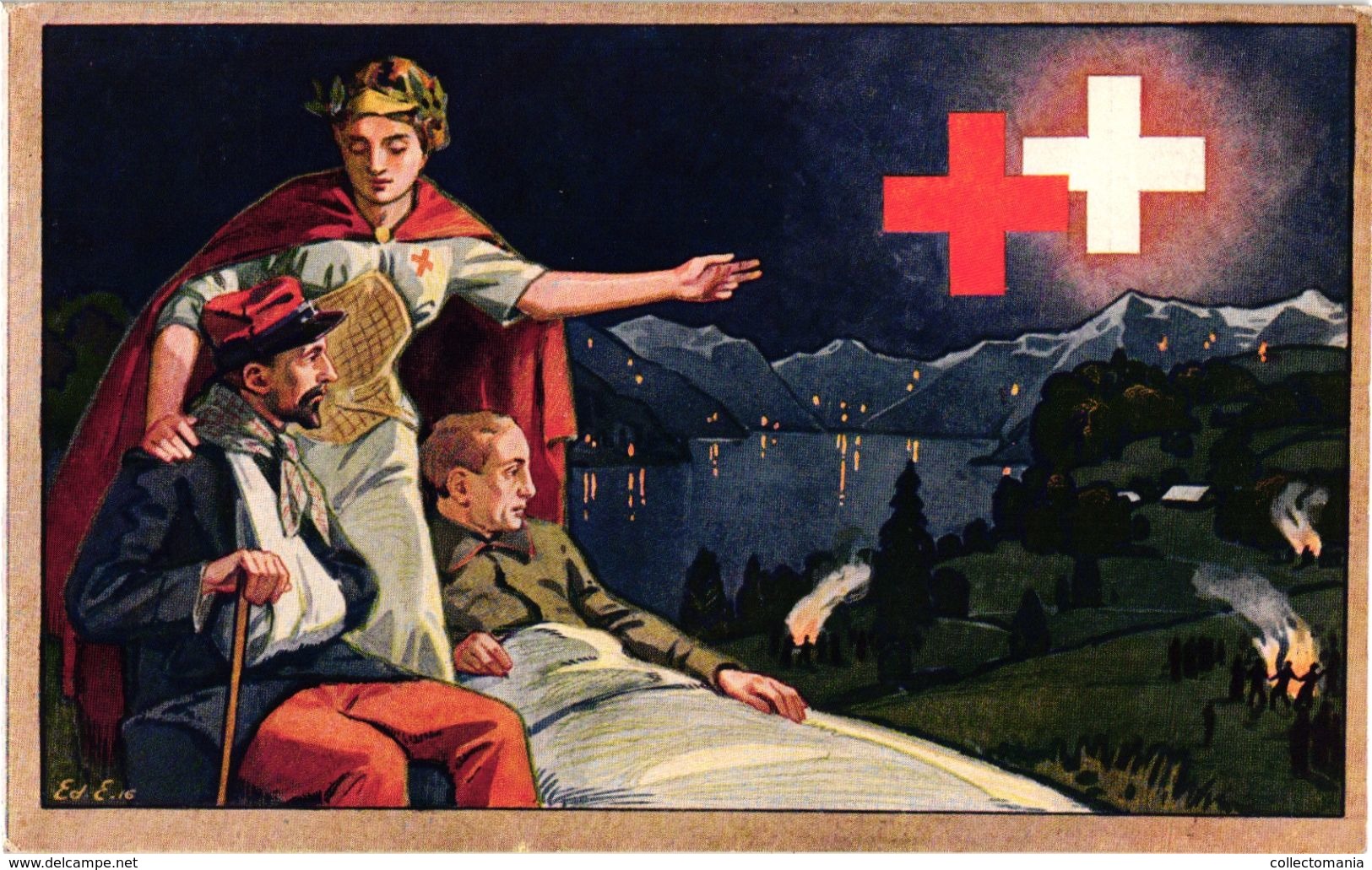 3 CPA Croix Rouge  Red Cross Christmas Tree Hospital  Prisonniers Malades 1916-1917 Suisse  Scweiz - Santé