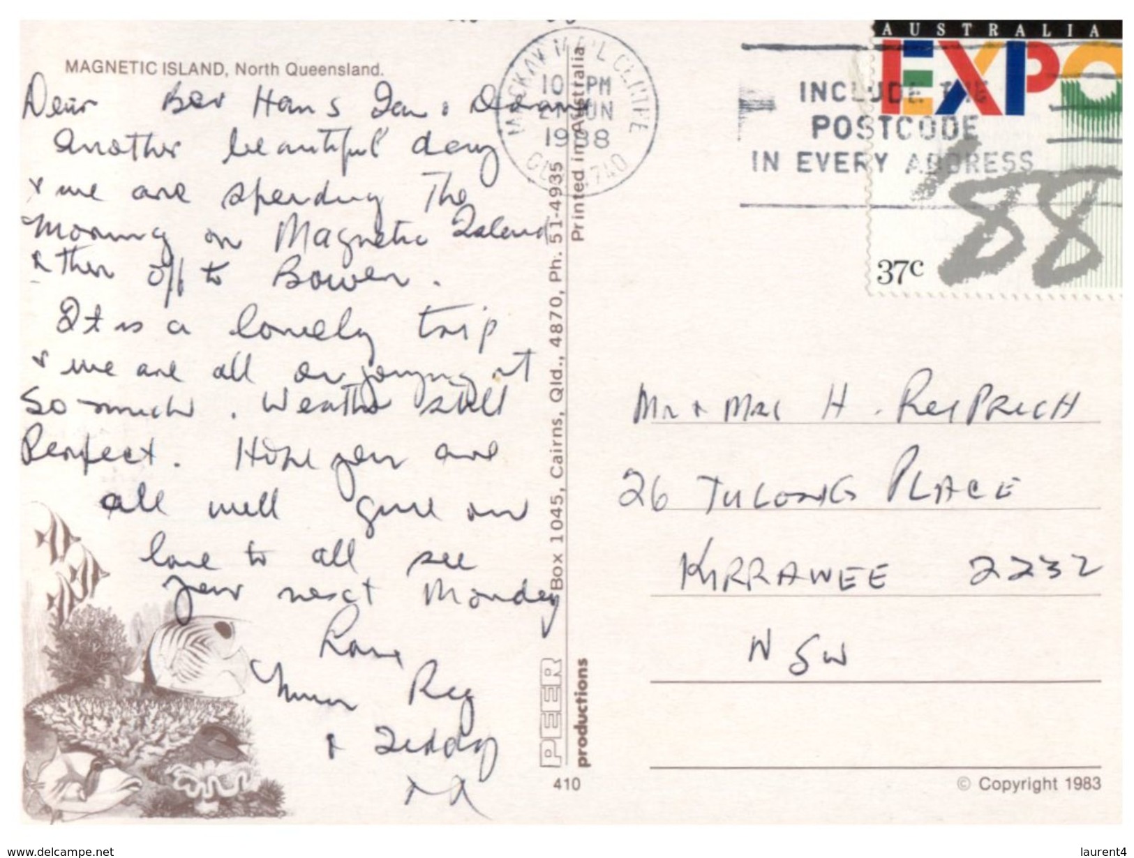 (365) Australia - (with Stamp At Back Of Card) - QLD - Magnetic Island - Great Barrier Reef