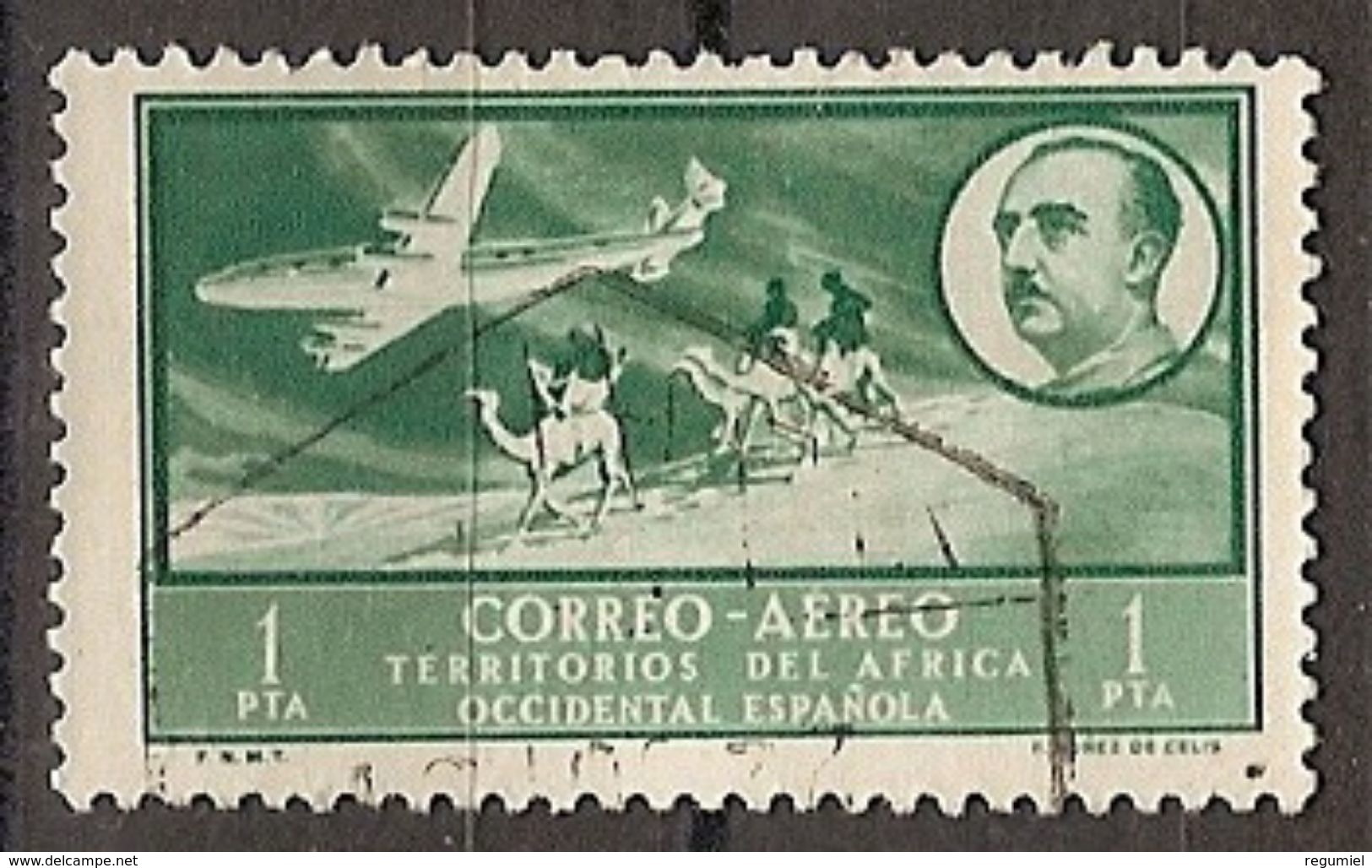 Africa Occidental U 22 (o) Paisaje Y Franco. Aereo. 1951 - Maroc Espagnol