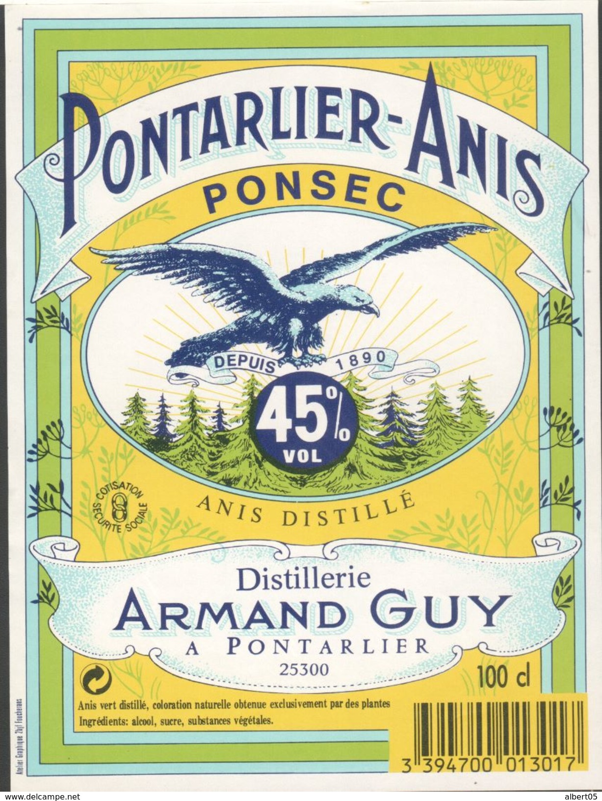 Flyer Pontarlier Anis  PONSEC Distillerie - Absinthe - Alcohol