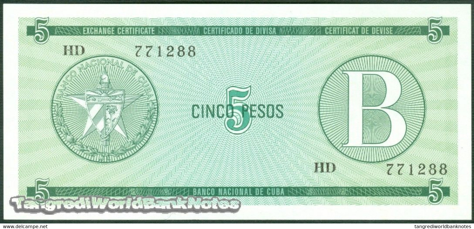 TWN - CUBA FX7 - 5 Pesos 1985 Serie B - Prefix HD UNC - Cuba