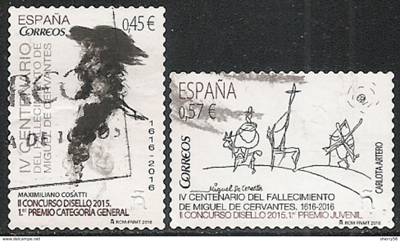 2016-ED. 5025 Y 5026 SERIE COMPLETA-Disello.Cervantes. Categoría General Y Juvenil- USADO- - Used Stamps
