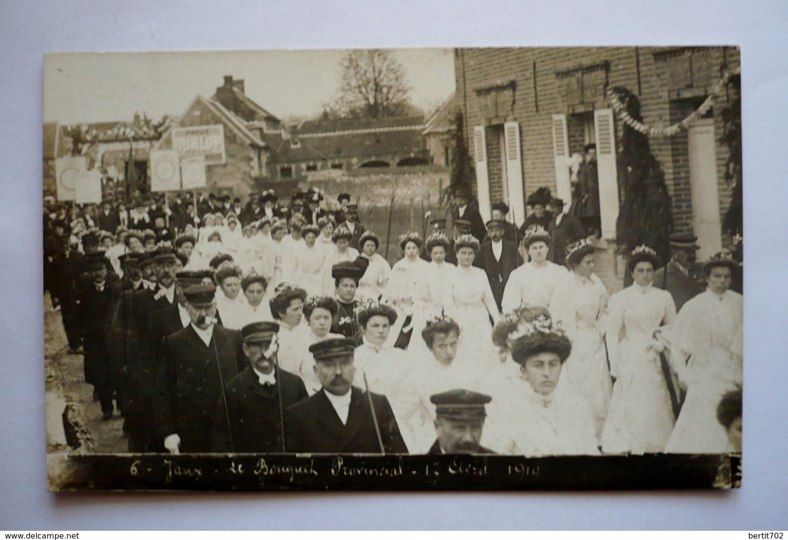 60 - Carte- Photo No 6  -  JAUX - Bouquet Provincial 17 Avril 1910 - Fête - Défilé Demoiselles Et Archers - Tir à L'Arc