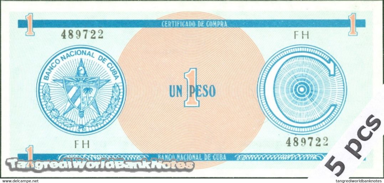 TWN - CUBA FX11 - 1 Peso 1985 DEALERS LOT X 5 - Prefix FH UNC - Cuba