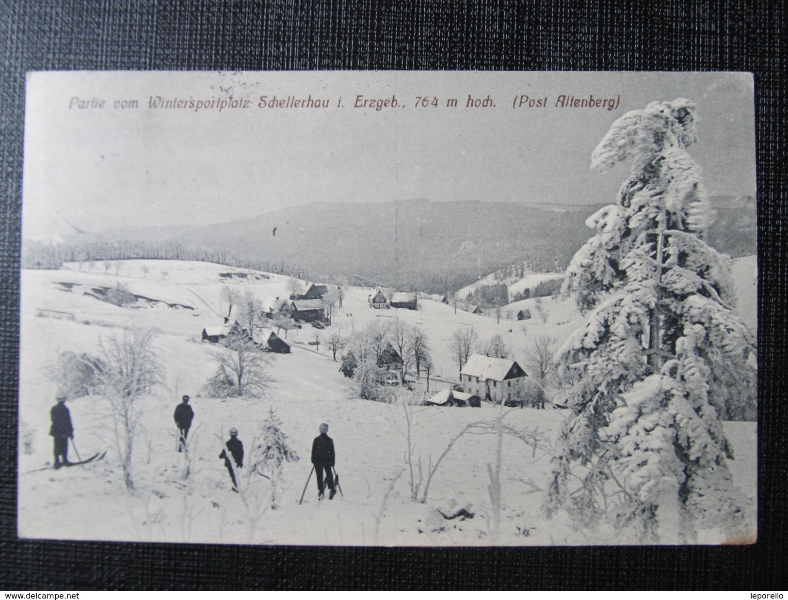 AK SCHELLERHAU ALTENBERG I. Erzgebirge Winter Ski 1916 // D*28608 - Schellerhau