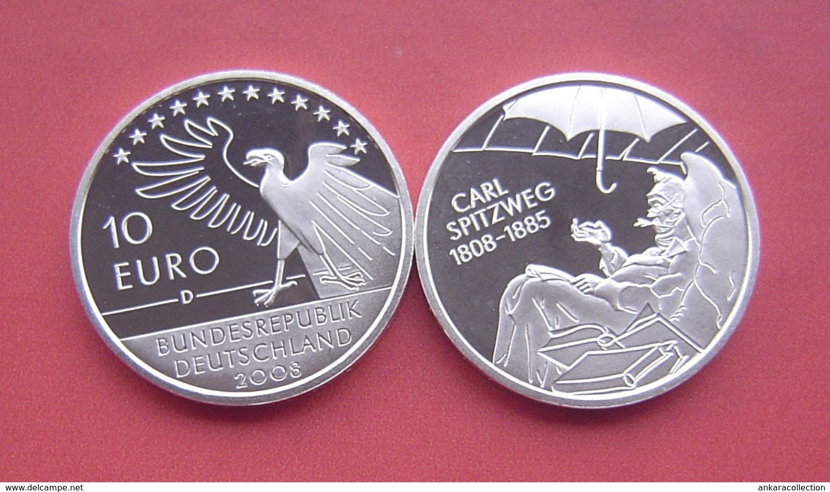 AC - GERMANY 200th BIRTH ANNIVERSARY OF CARL SPITZWEG 2008 - D 10 EURO COMMEMORATIVE SILVER COIN PROOF UNCIRCULATED - Verzamelingen