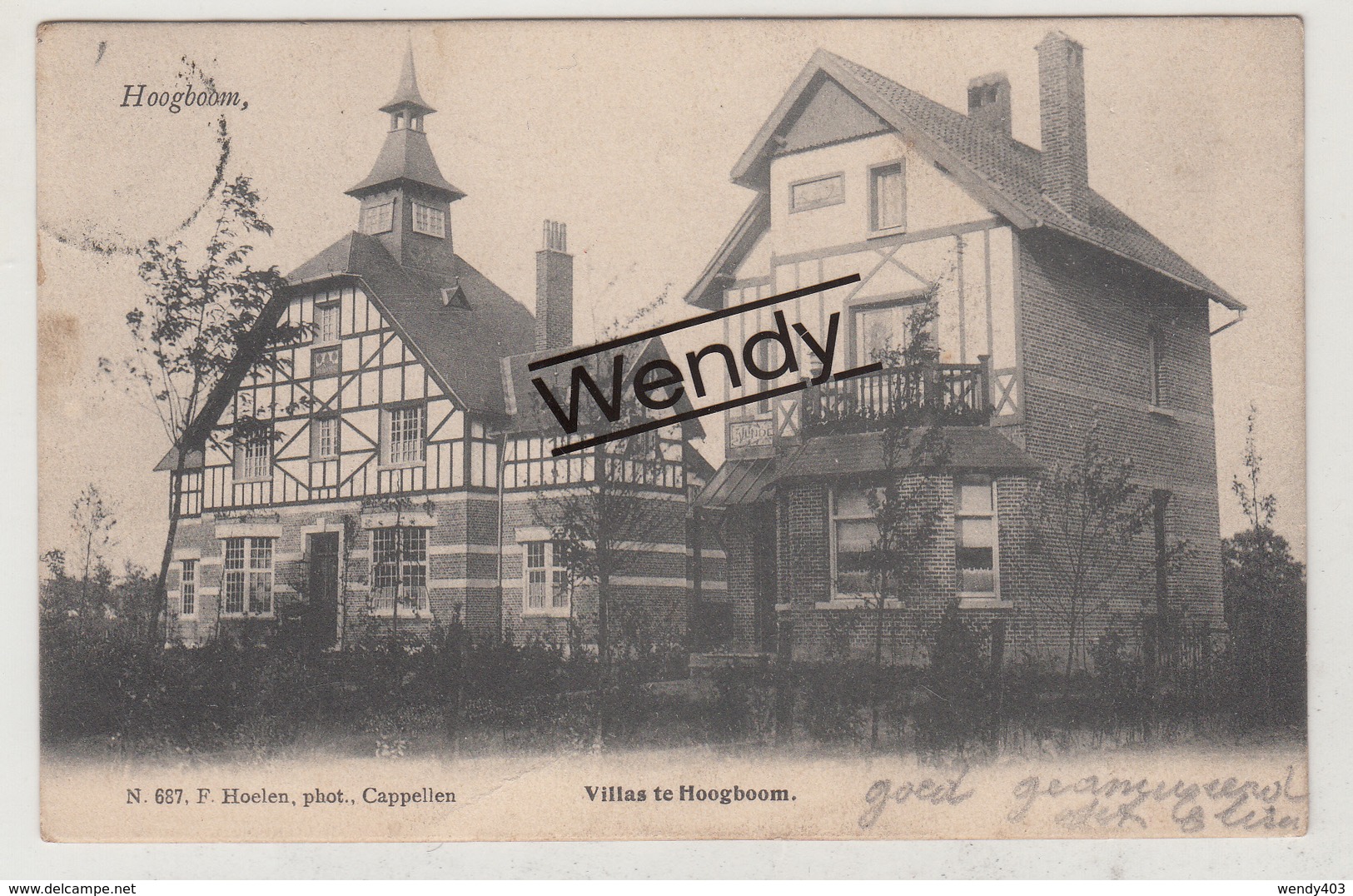 Hoogboom-Kapellen (villas Te Hoogboom 1906) Uitg. Hoelen N° 687 - Kapellen