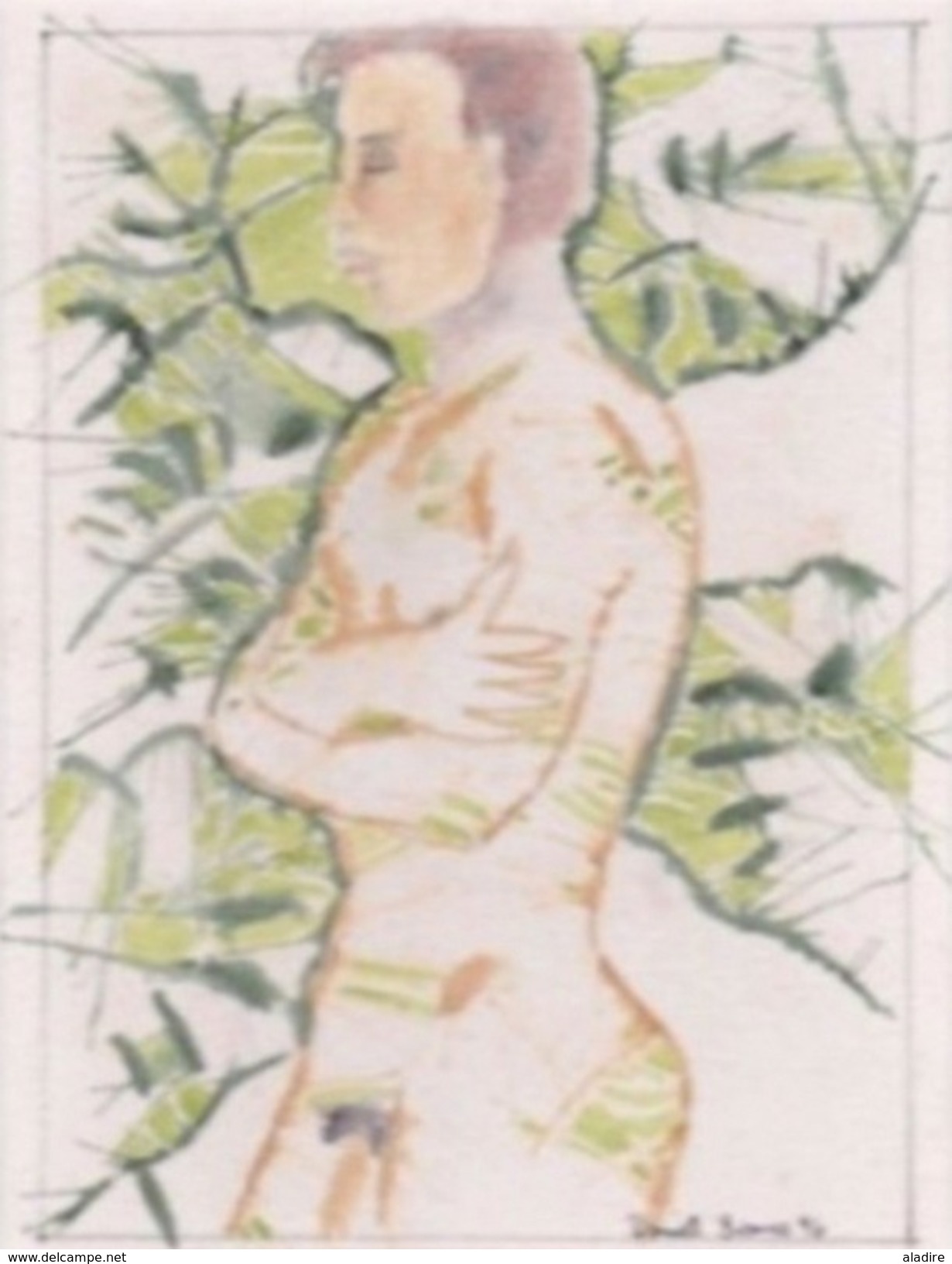 Daniel France (Guyana, Ex Guyane Britannique, Amérique Du Sud) - Aquarelle Sur Papier, Male Figure, 24 X 30 Cm - Acquarelli