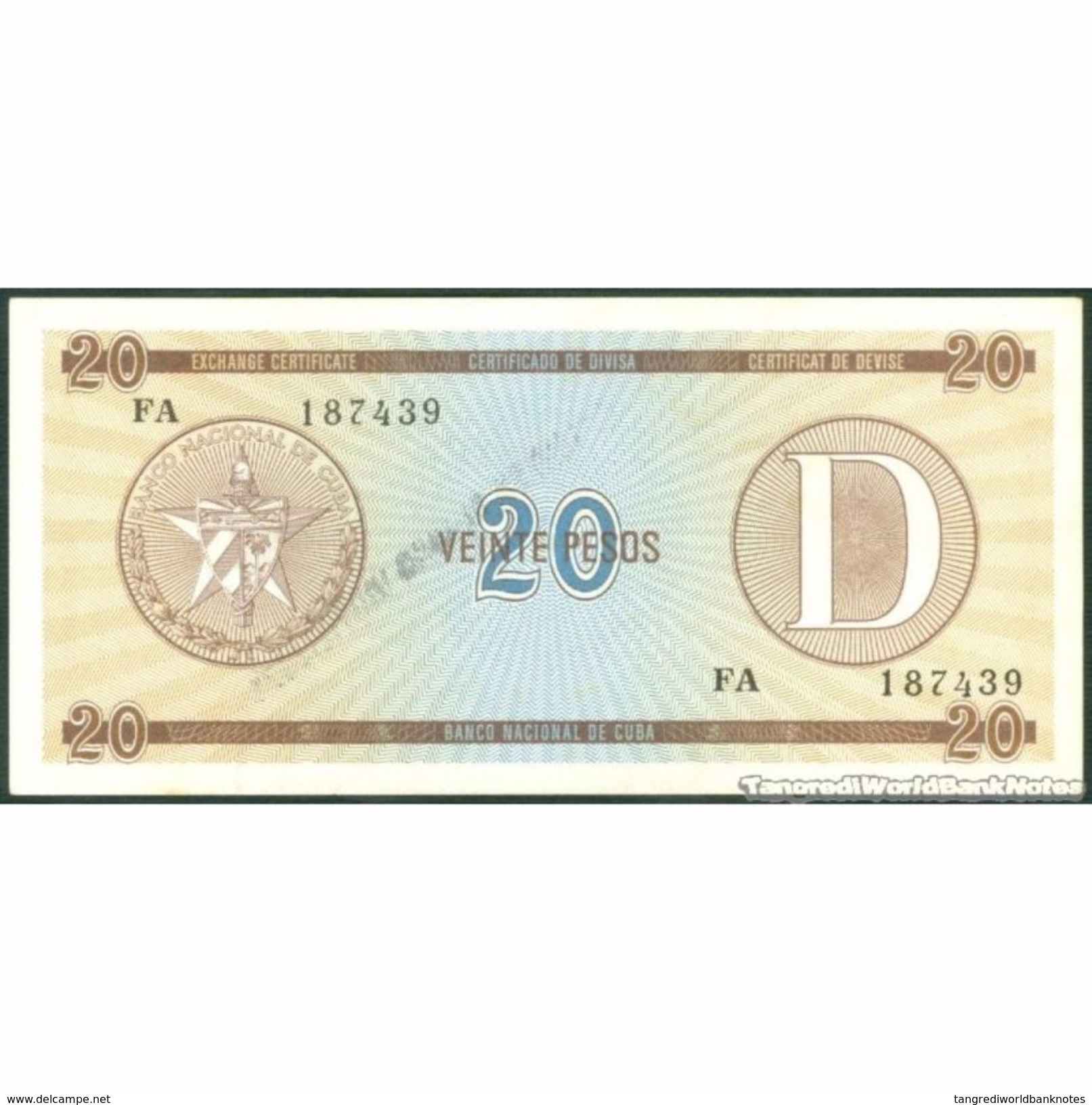 TWN - CUBA FX36 - 20 Pesos 1985 Serie D - Prefix FA F/VF - Cuba